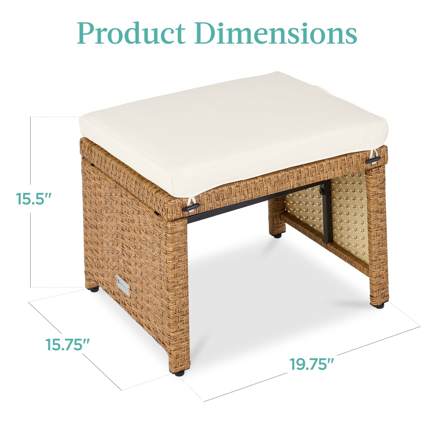 Set of 2 Multipurpose Wicker Ottomans w/ Removable Cushions, Steel Frame