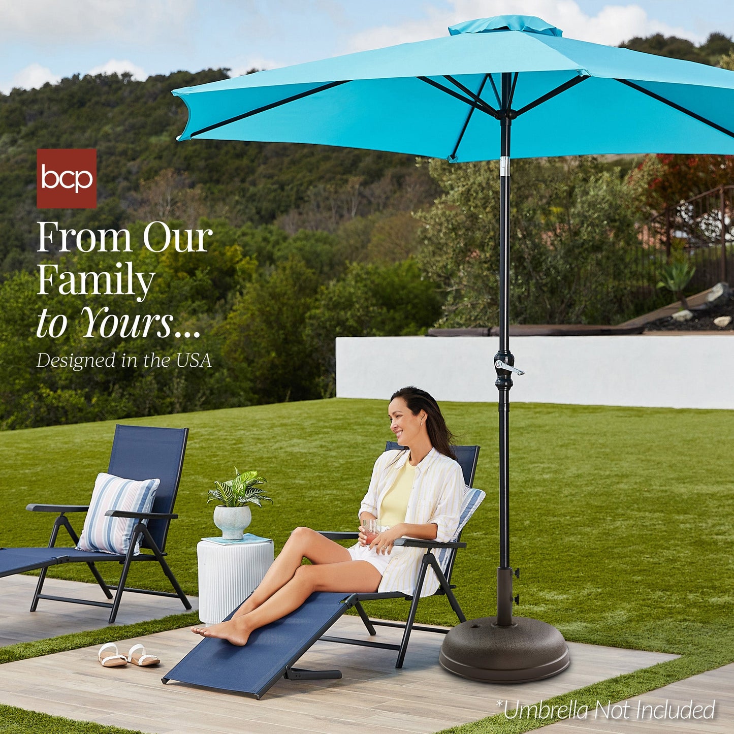 Plastic Patio Umbrella Base Pole Holder Accessory w/ Adjustable Knob