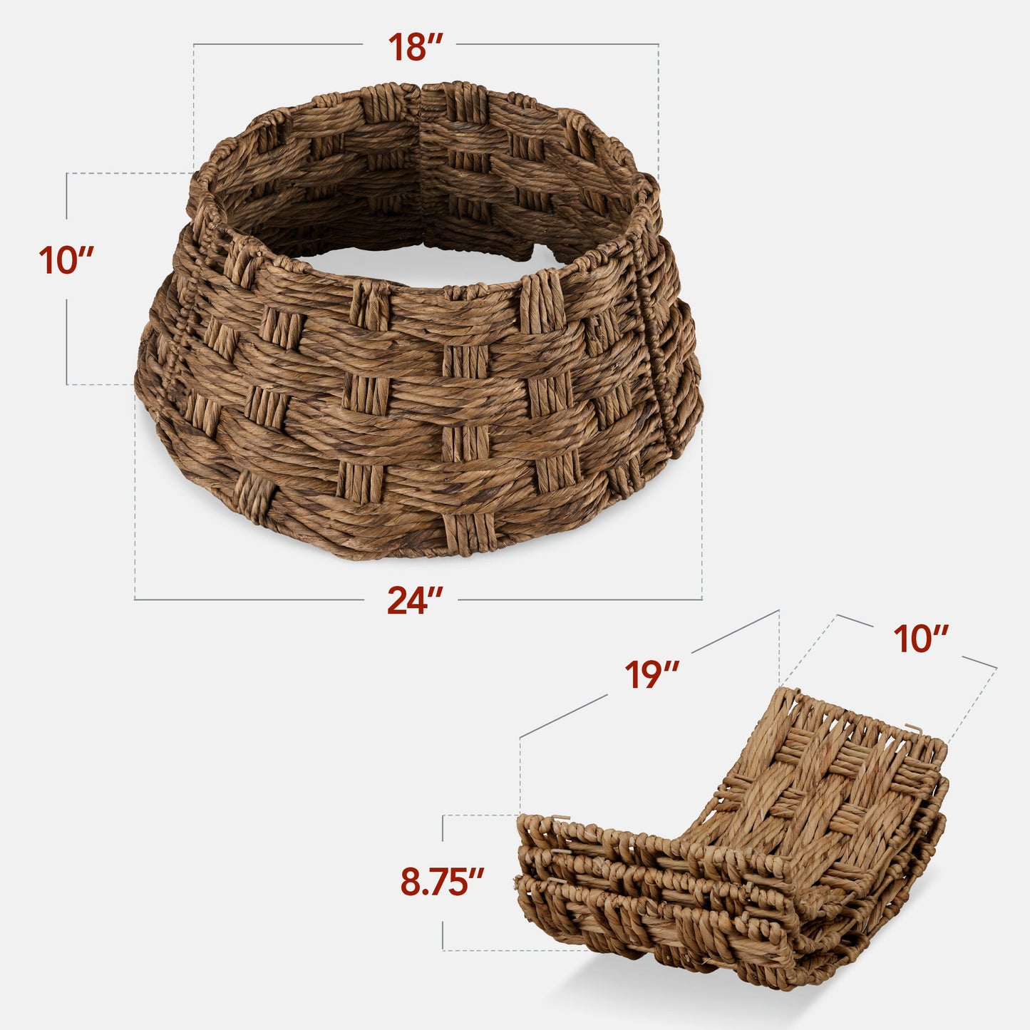 Basket Woven Hyacinth Christmas Holiday Tree Collar - 24in
