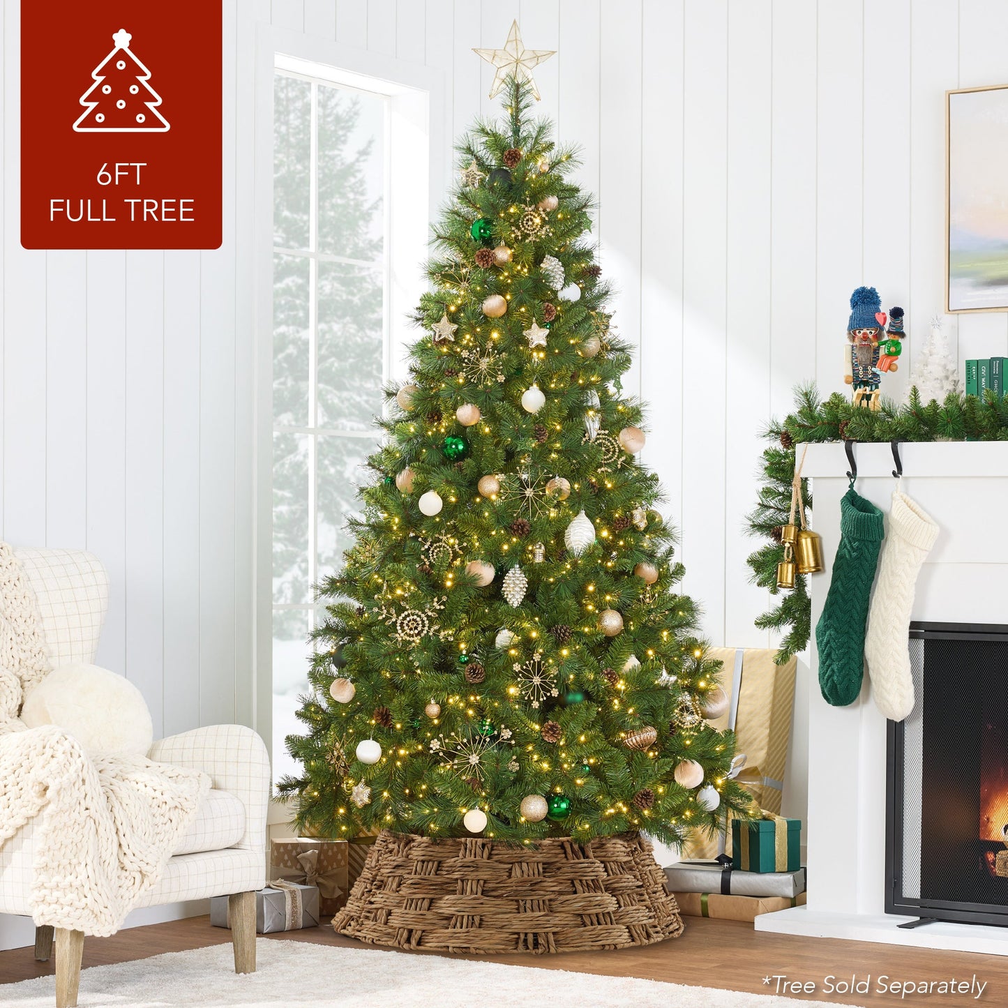 Basket Woven Hyacinth Christmas Holiday Tree Collar - 24in