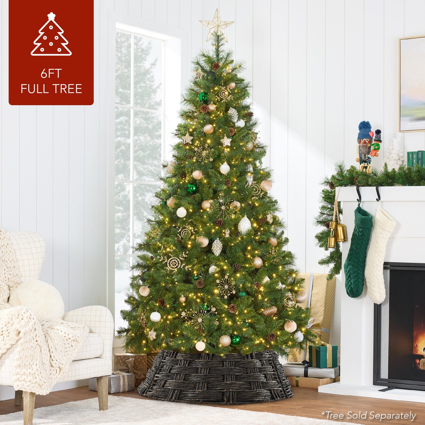 Basket Woven Hyacinth Christmas Holiday Tree Collar - 24in