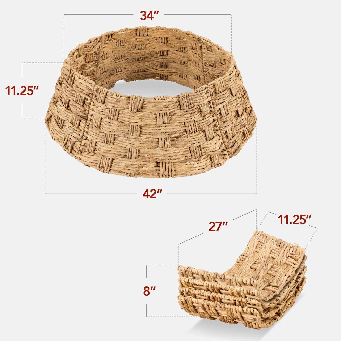 Basket Woven Hyacinth Christmas Holiday Tree Collar - 42in