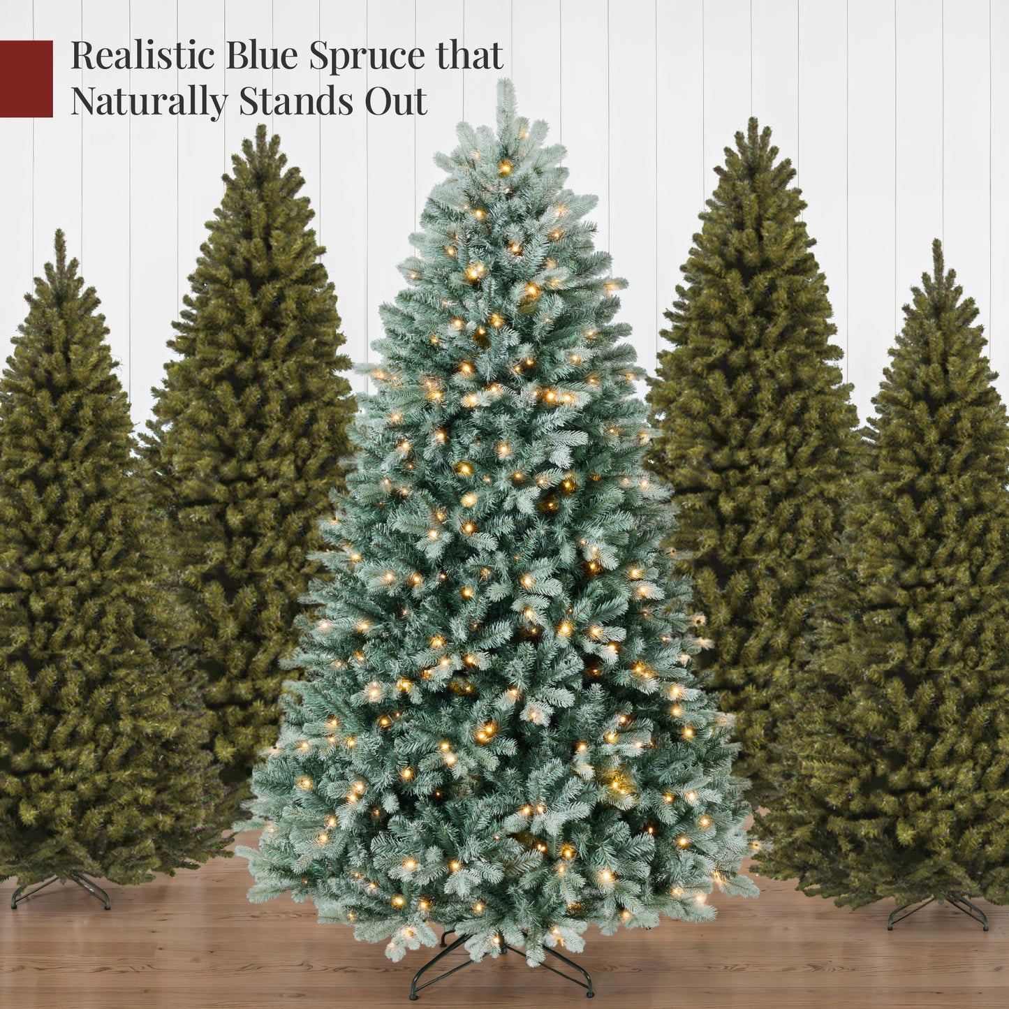 Pre-Lit Artificial Blue Spruce Christmas Tree, w/ Twinkling 2-in-1 LEDs