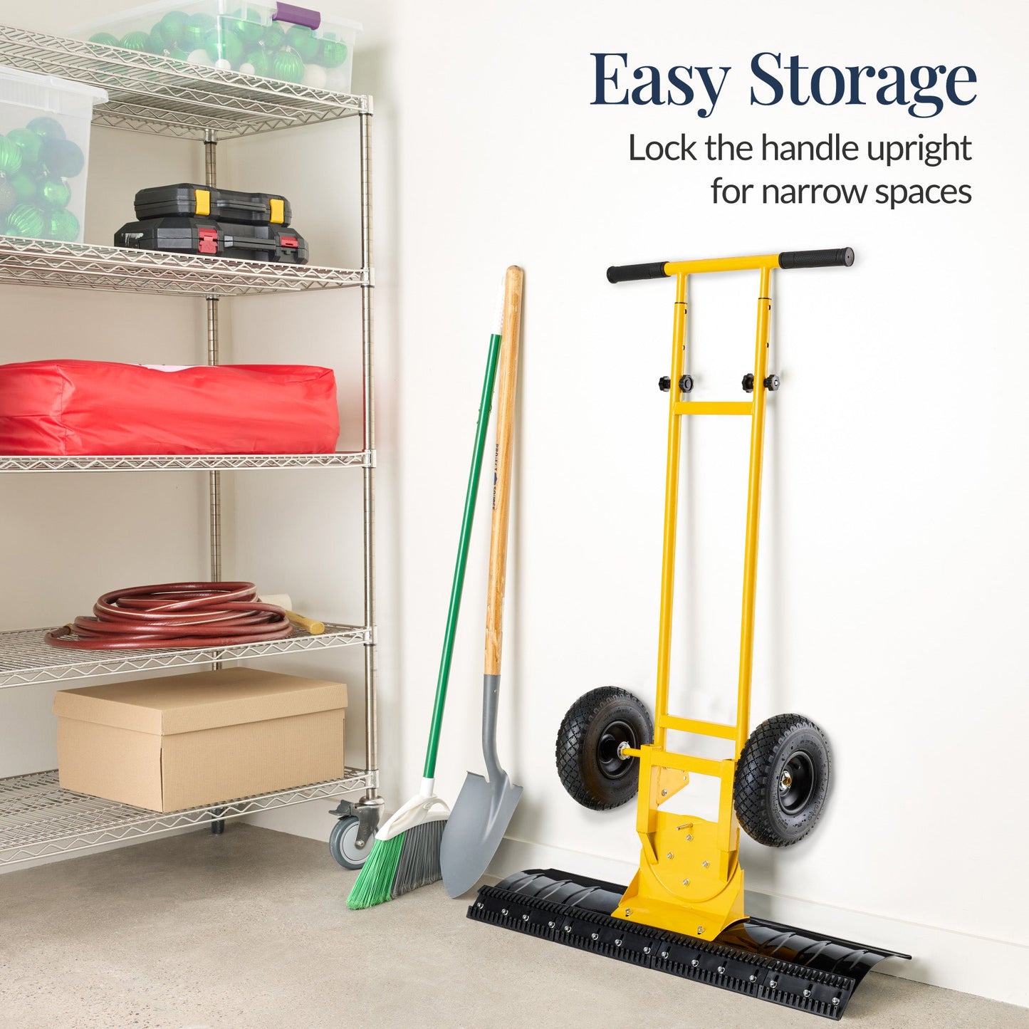 Galvanized Blade 2-Wheel Snow Pusher w/ Adjustable Handle - 36in