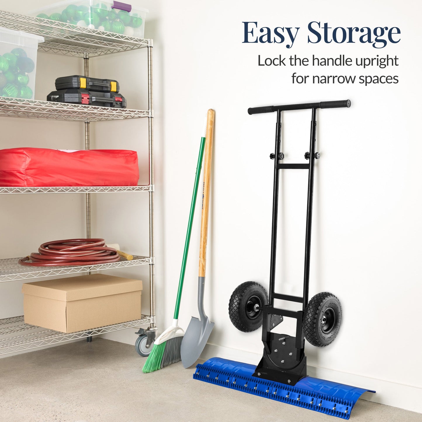 Galvanized Blade 2-Wheel Snow Pusher w/ Adjustable Handle - 36in