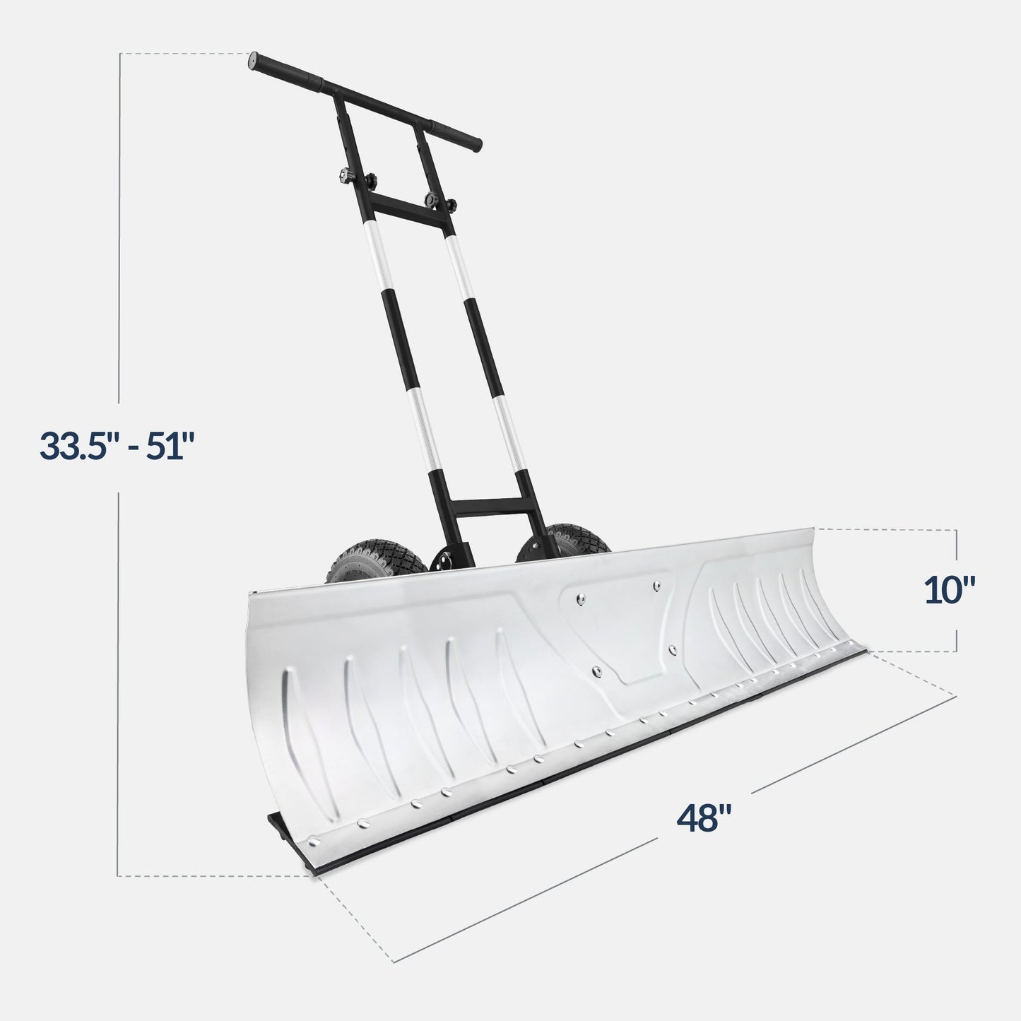 2-Wheel Snow Pusher w/ Adjustable Handle, Reflective Tape - 48in