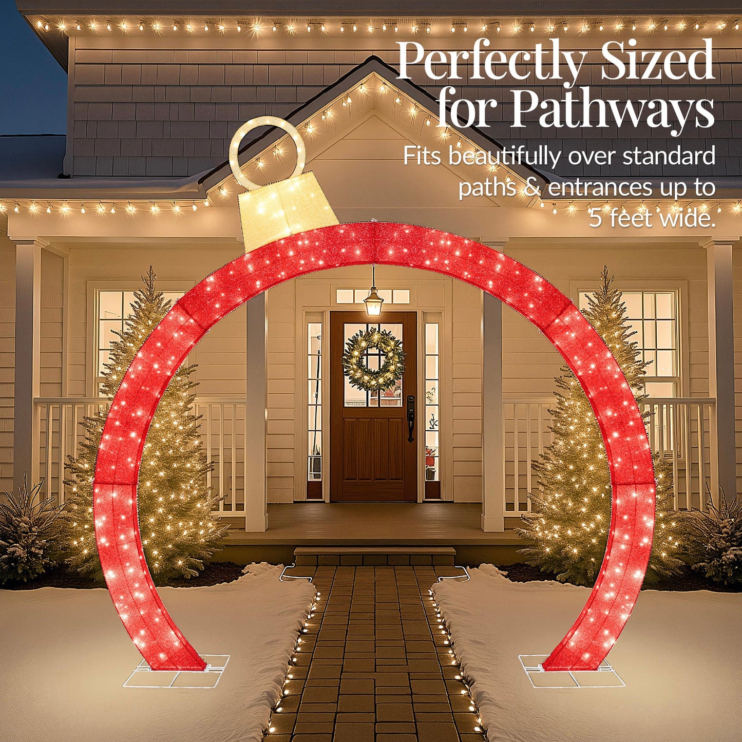 Large Outdoor Christmas Lighted Archway Decoration, 9.5ft w/330 LED Lights