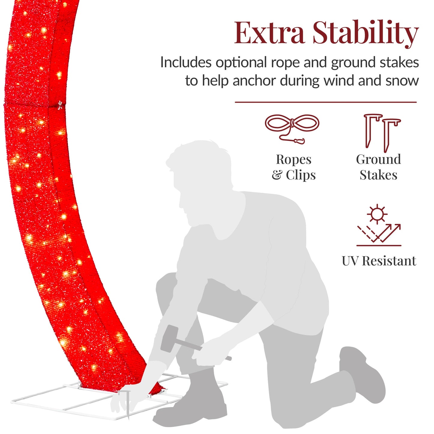 Large Outdoor Christmas Lighted Archway Decoration, 9.5ft w/330 LED Lights