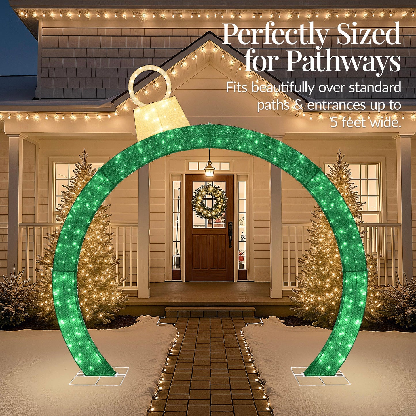 Large Outdoor Christmas Lighted Archway Decoration, 9.5ft w/330 LED Lights