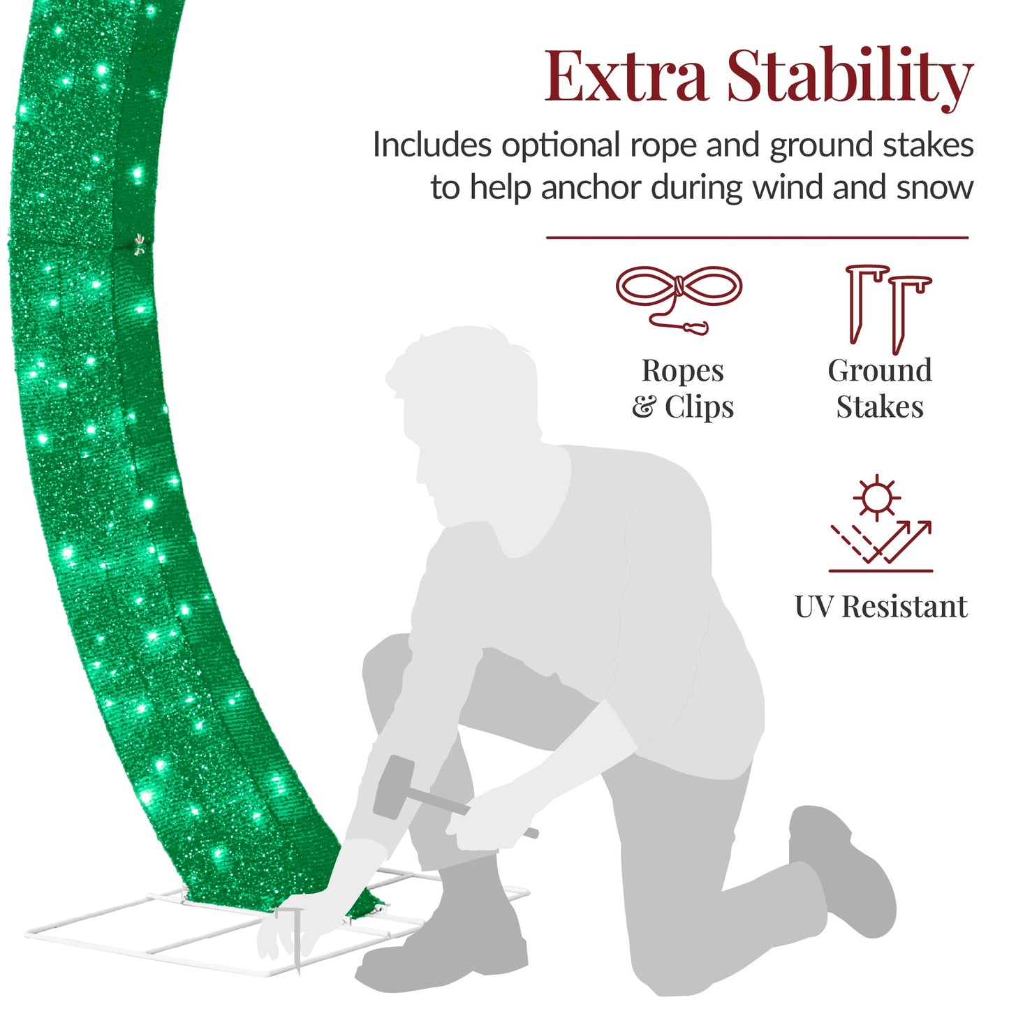 Large Outdoor Christmas Lighted Archway Decoration, 9.5ft w/330 LED Lights