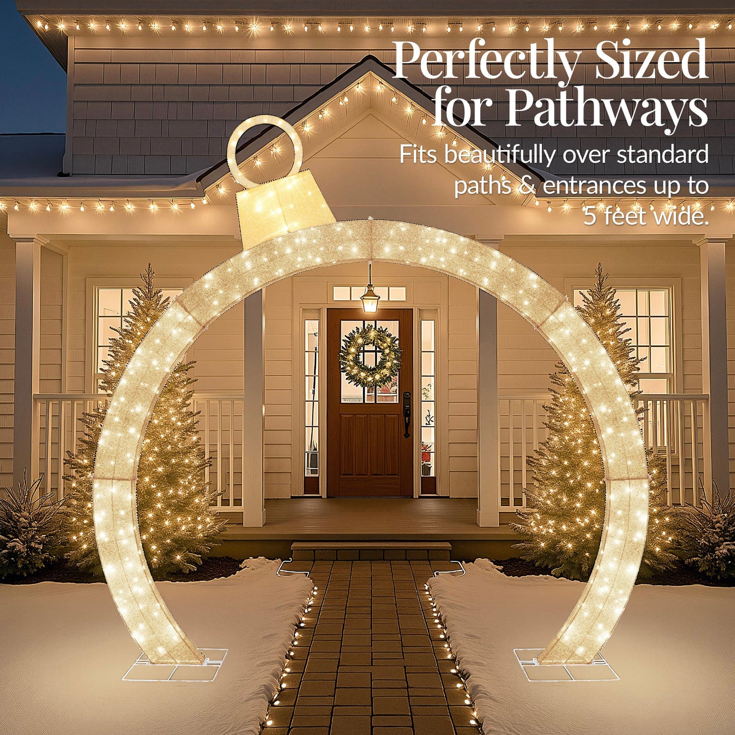 Large Outdoor Christmas Lighted Archway Decoration, 9.5ft w/330 LED Lights
