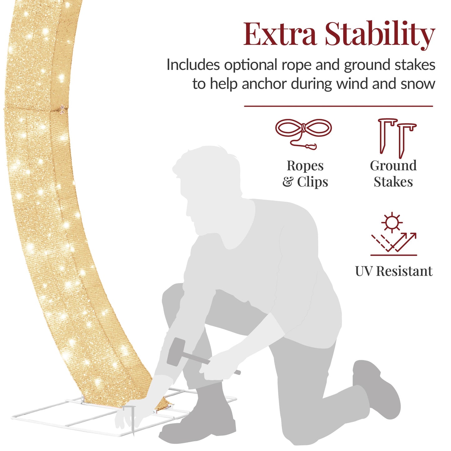 Large Outdoor Christmas Lighted Archway Decoration, 9.5ft w/330 LED Lights