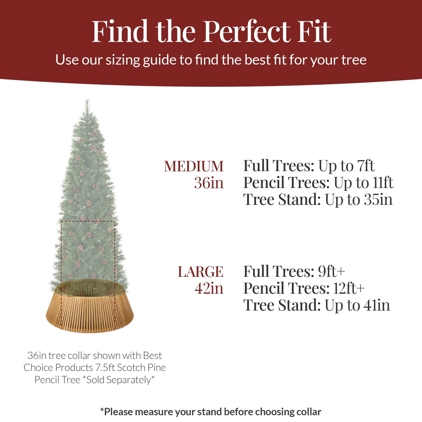 Christmas Tree Collar, Solid Wood Slatted Tree Accessory - 42in