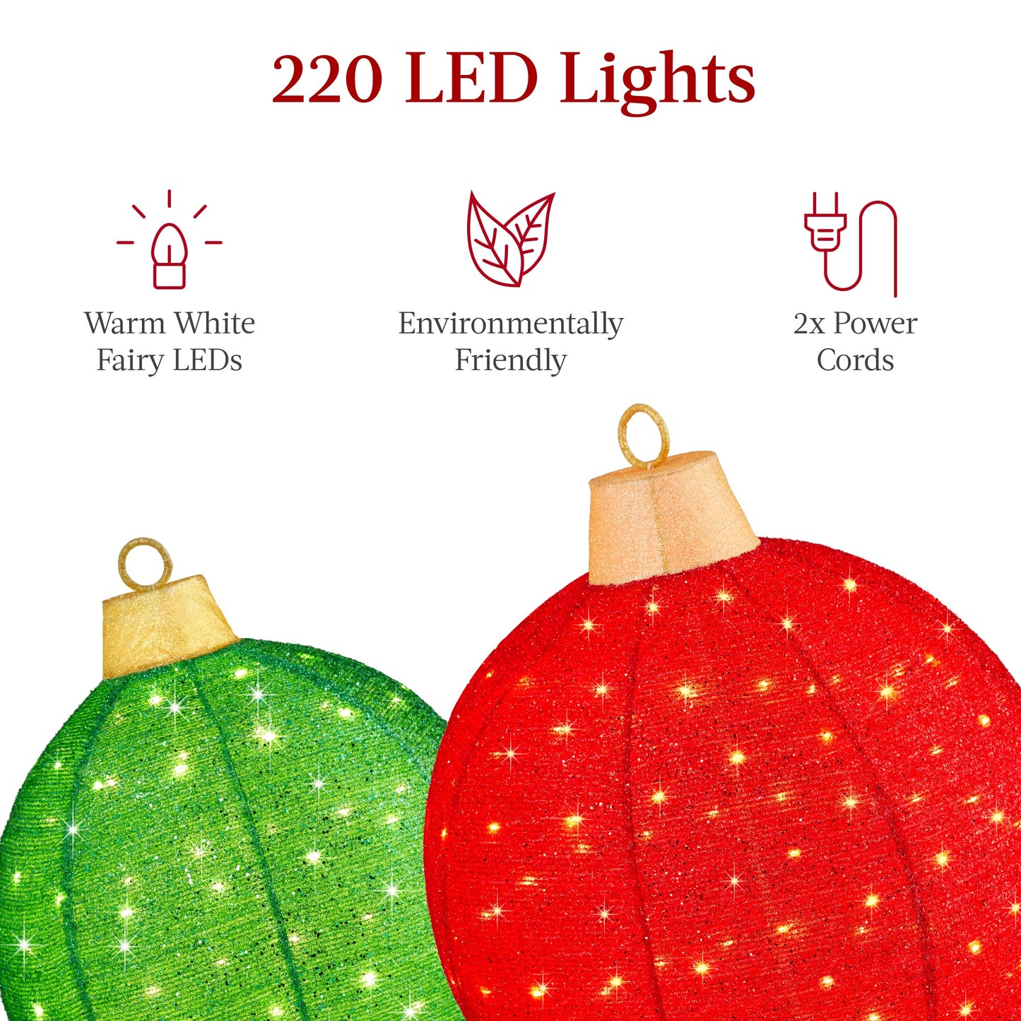 2pc Lighted Pop-Up Christmas Ornaments Decoration w/ 220 LED Lights, Stand