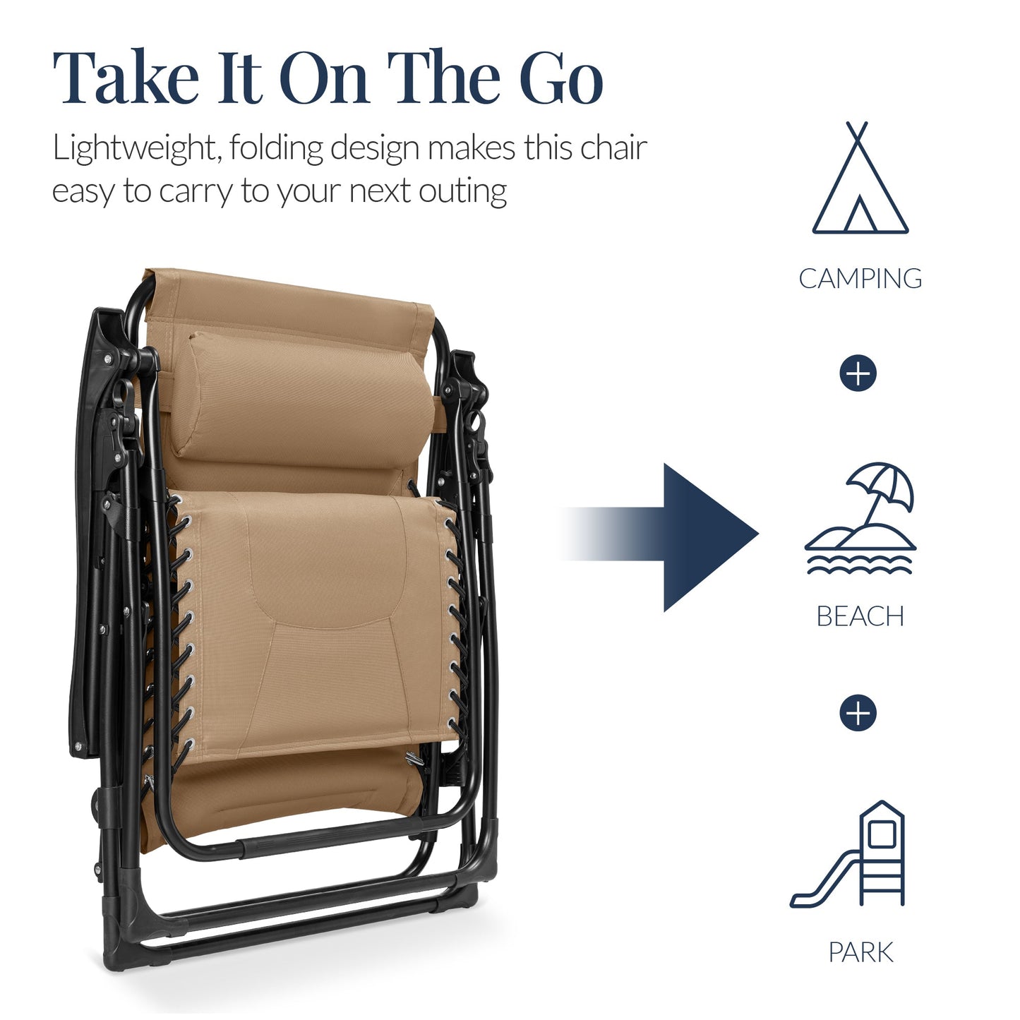 Oversized Padded Zero Gravity Chair, Folding Recliner w/ Headrest, Side Tray