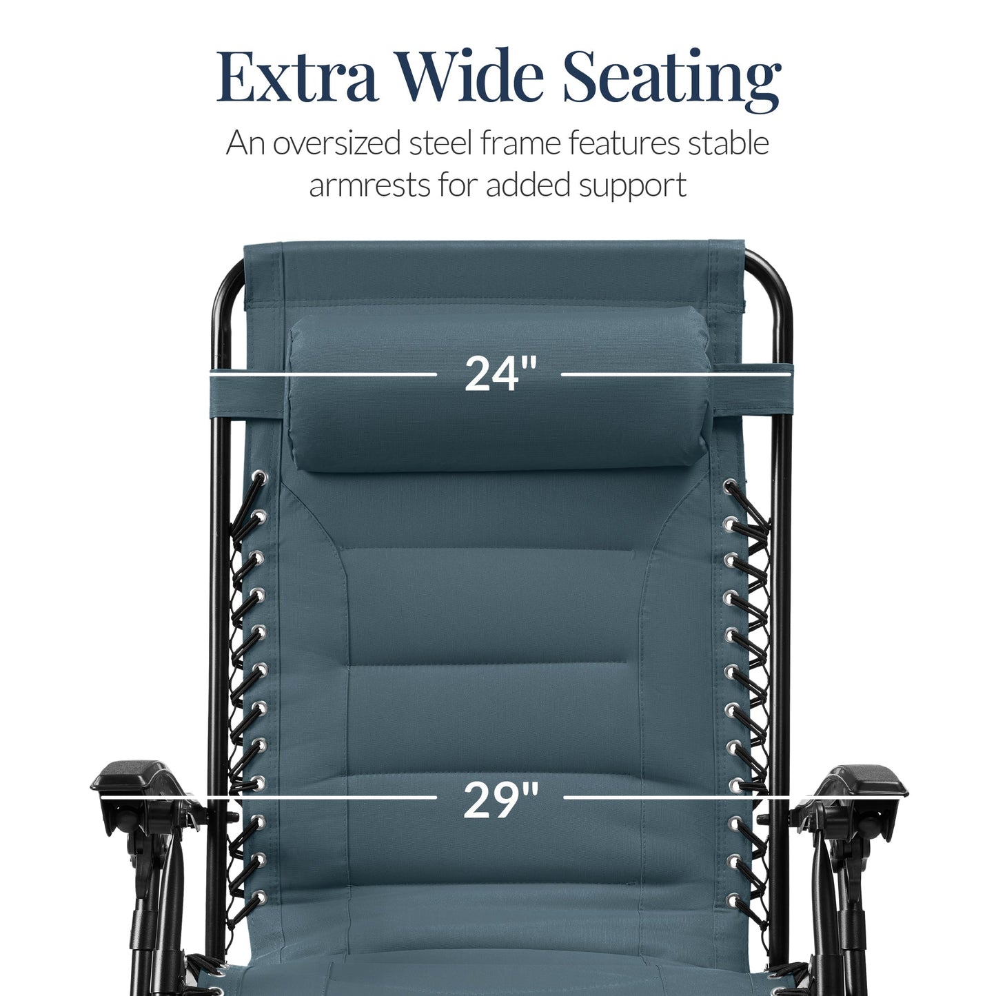 Oversized Padded Zero Gravity Chair, Folding Recliner w/ Headrest, Side Tray