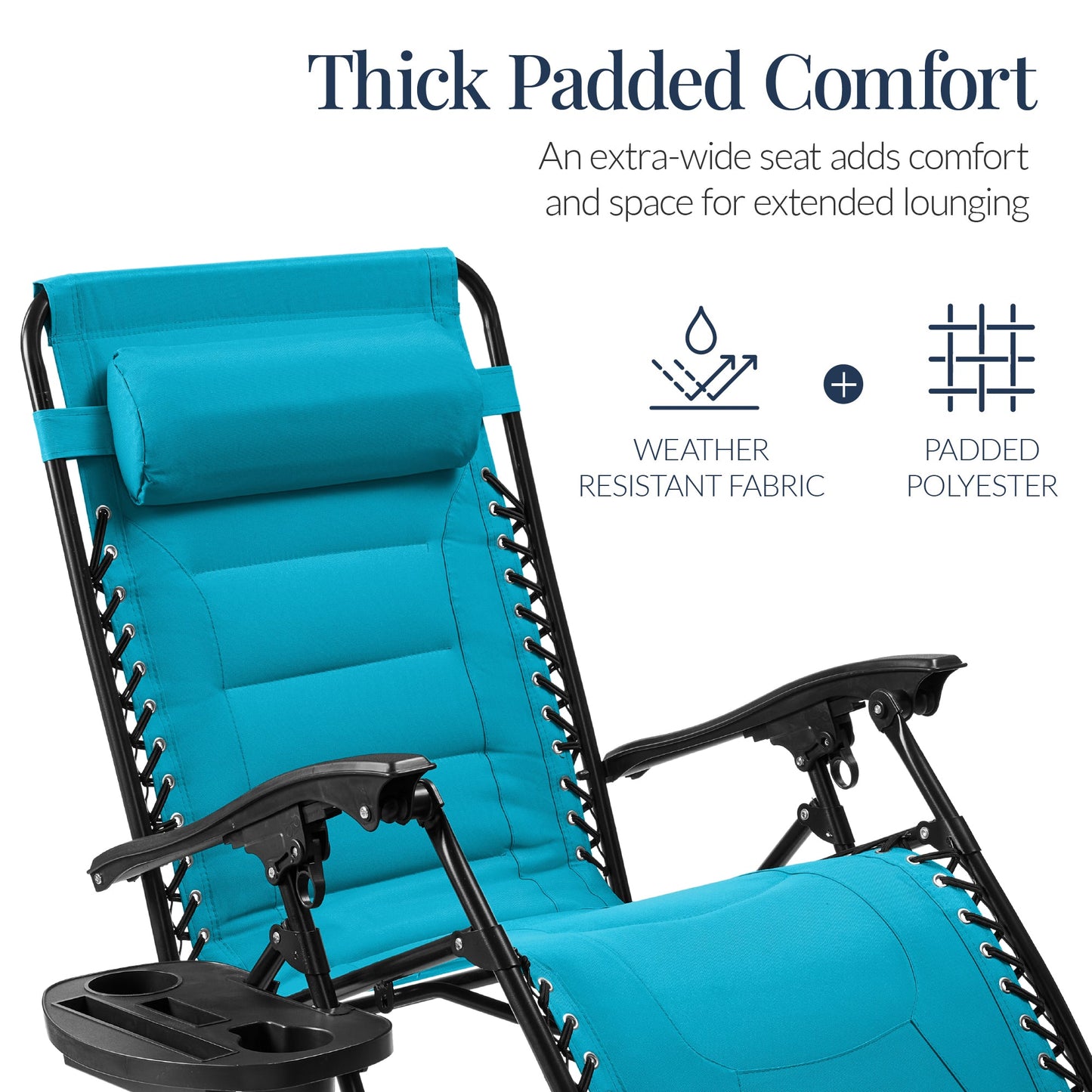 Oversized Padded Zero Gravity Chair, Folding Recliner w/ Headrest, Side Tray