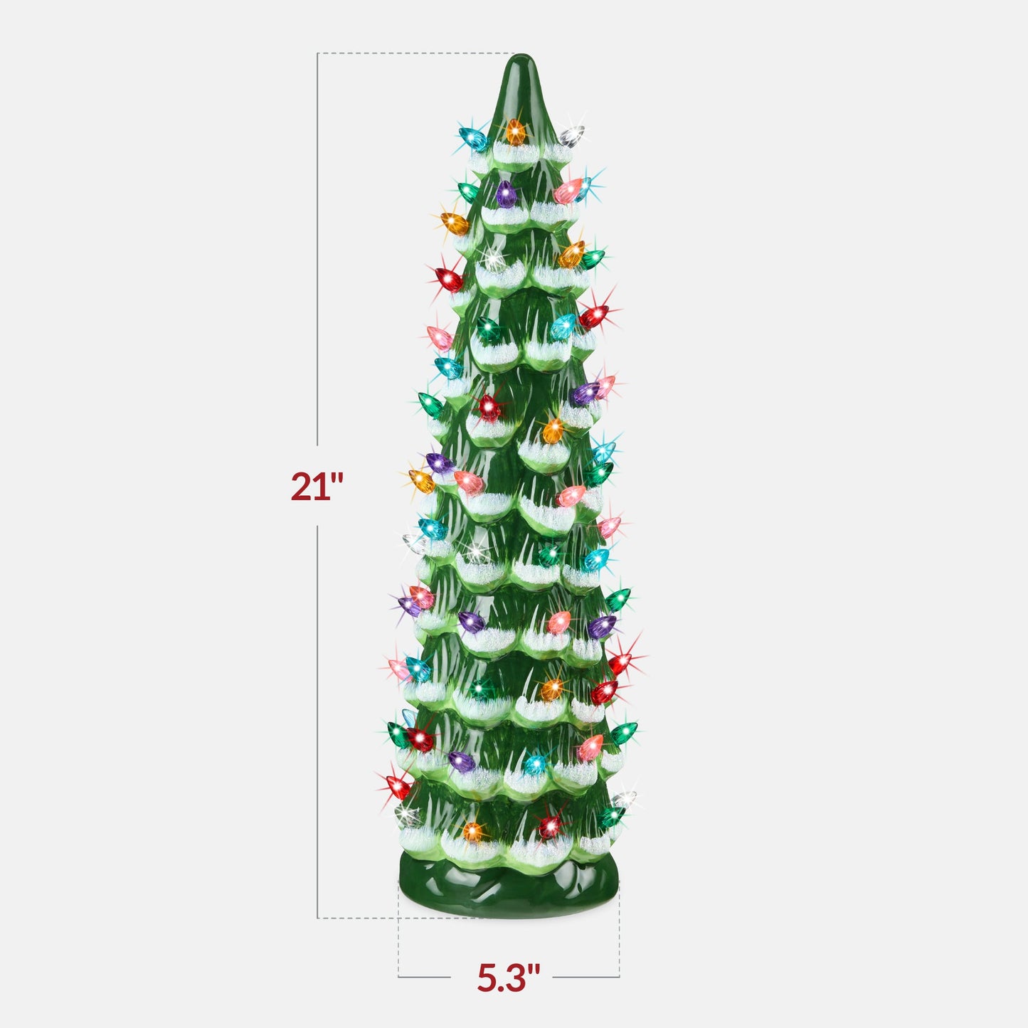 21in Ceramic Christmas Tree, Hand-Painted Holiday Decor w/ LED Lights