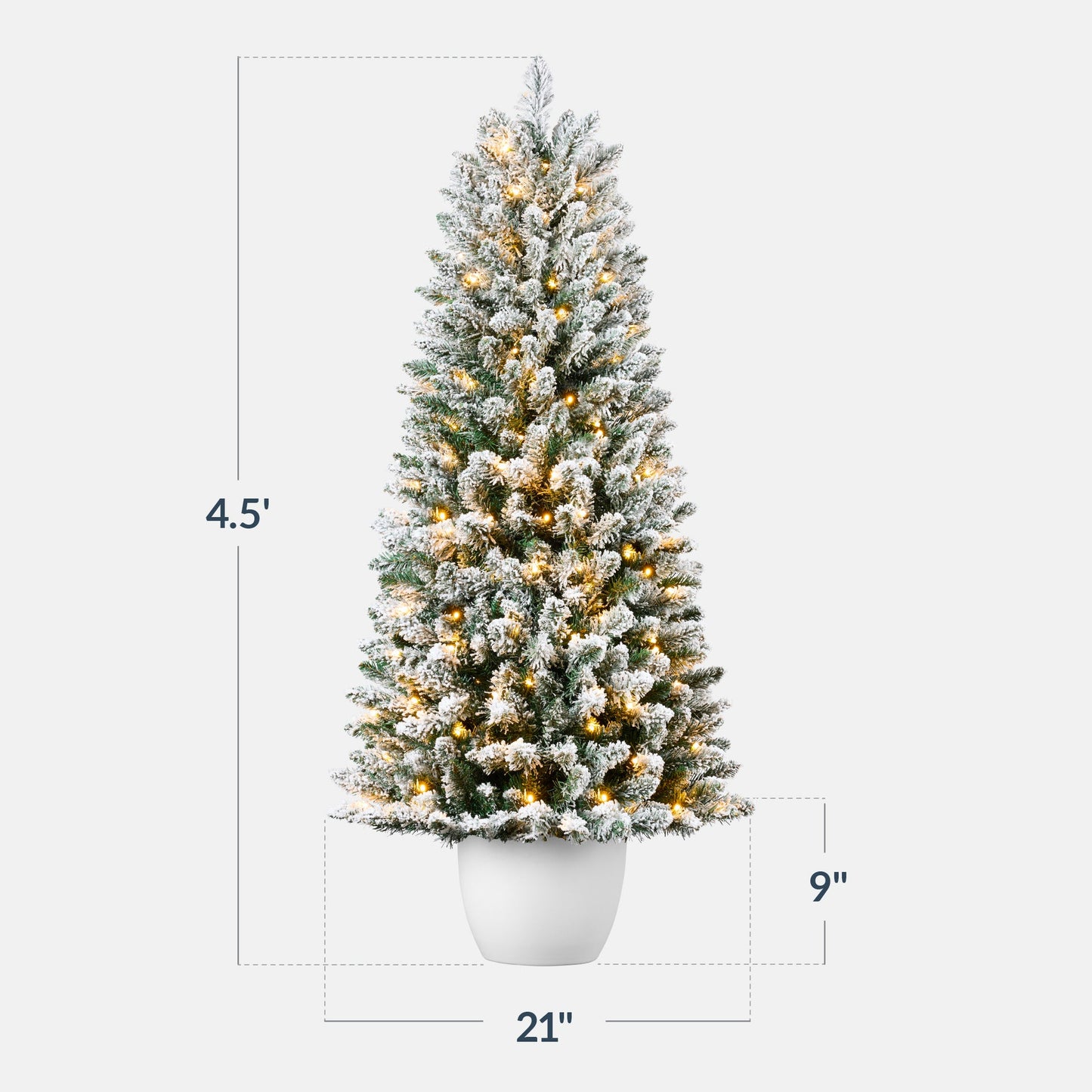 Pre-Lit Potted Flocked Christmas Tree w/ Twinkling White LEDs