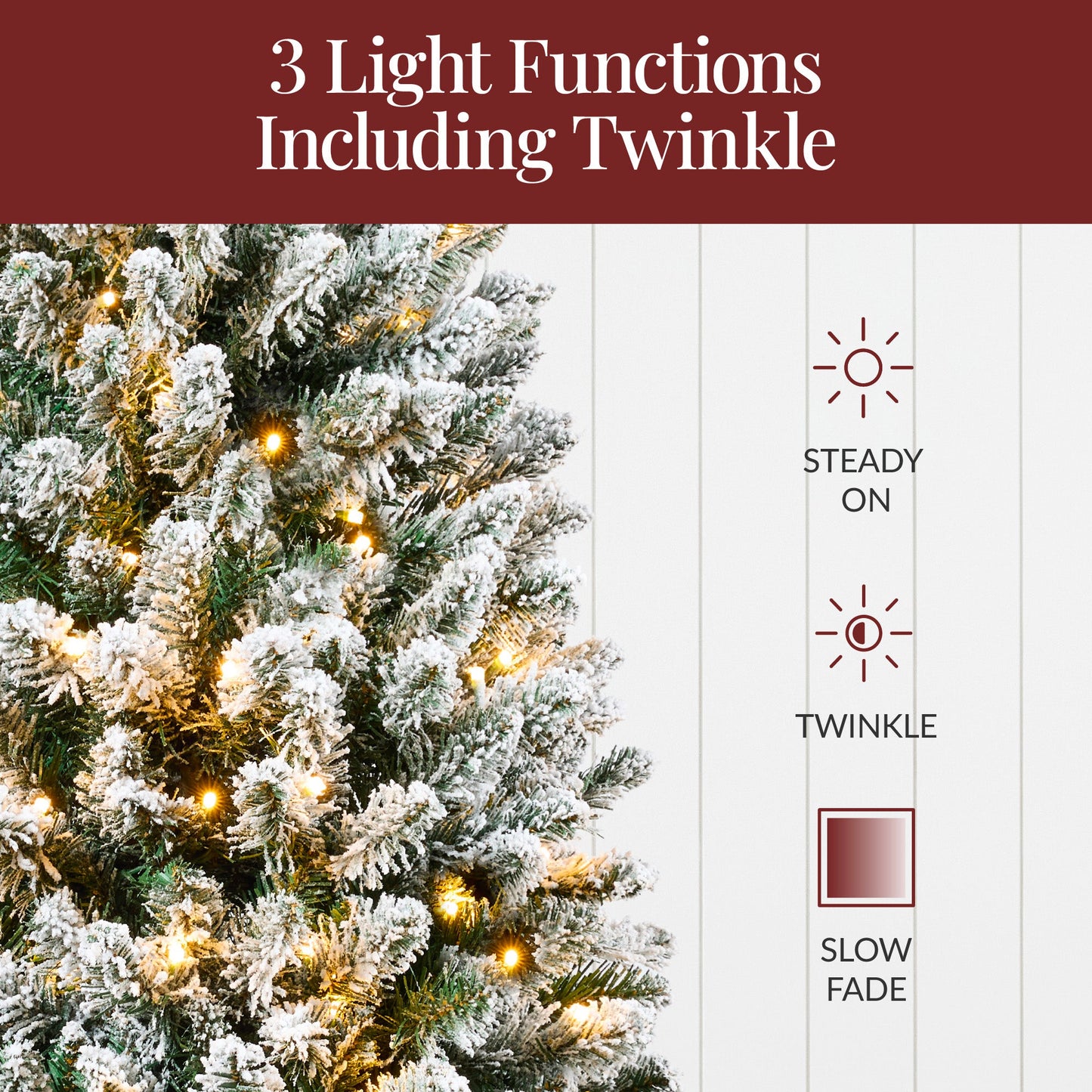Pre-Lit Potted Flocked Christmas Tree w/ Twinkling White LEDs