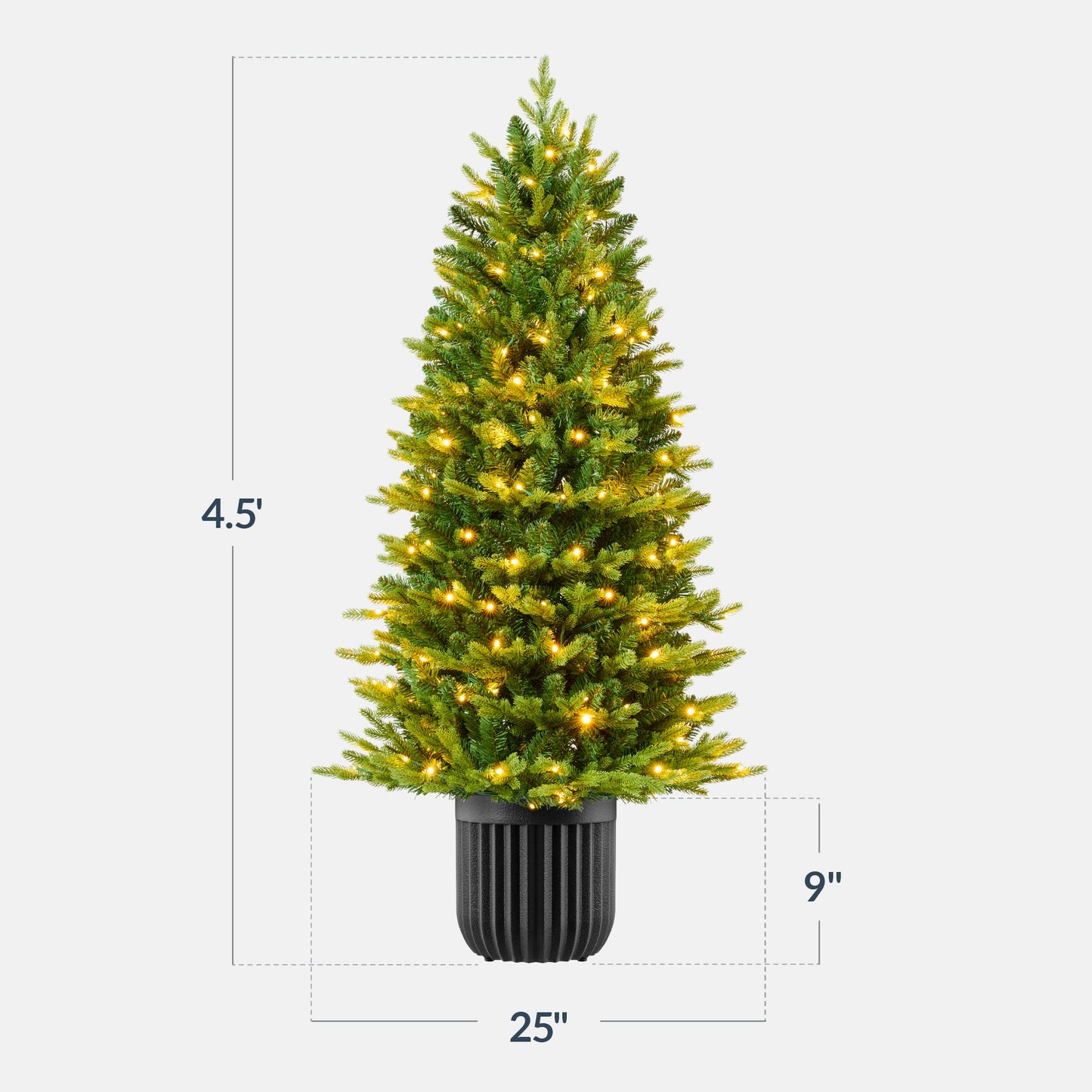 Pre-Lit Potted Christmas Tree w/Twinkling White & Multi LEDs