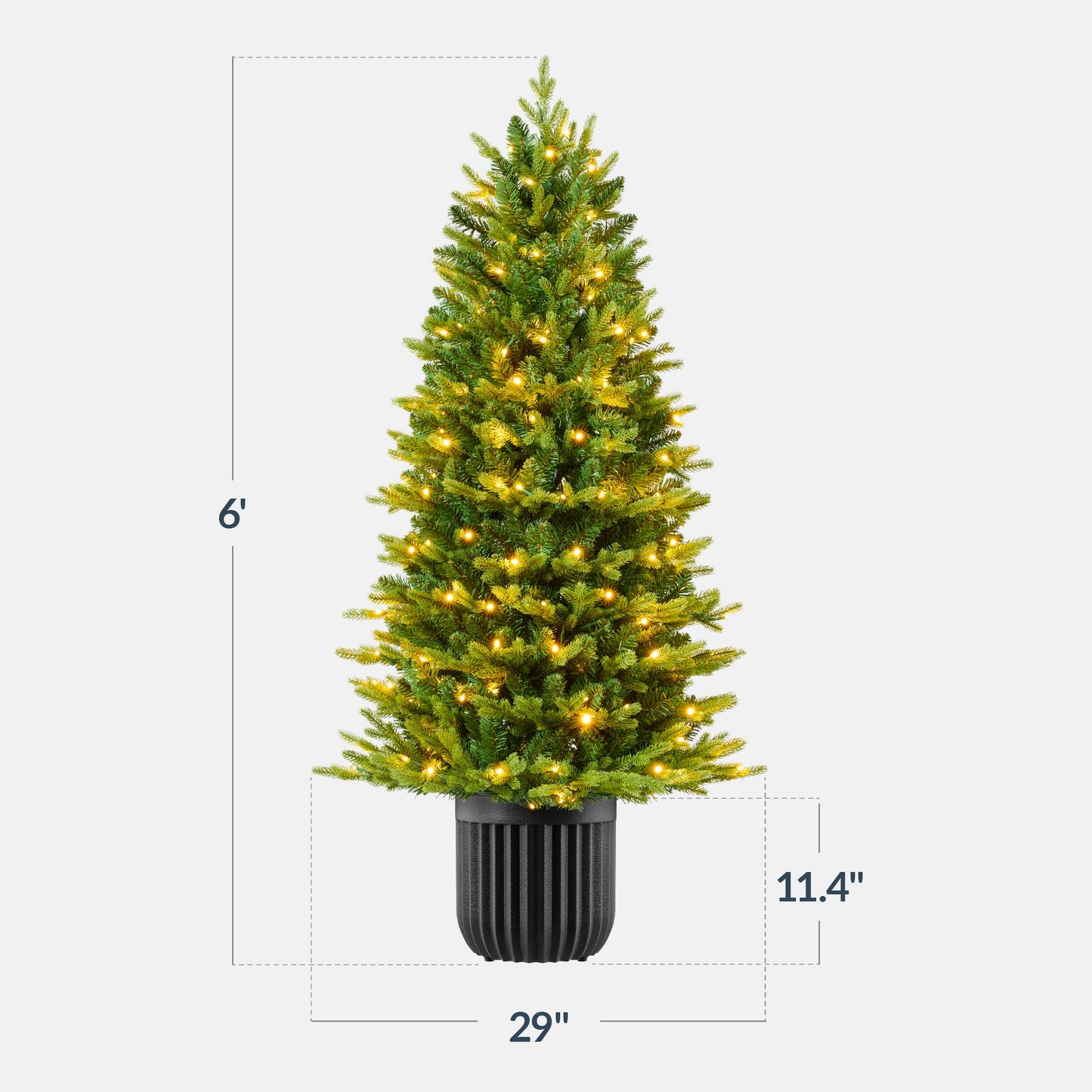 Pre-Lit Potted Christmas Tree w/Twinkling White & Multi LEDs