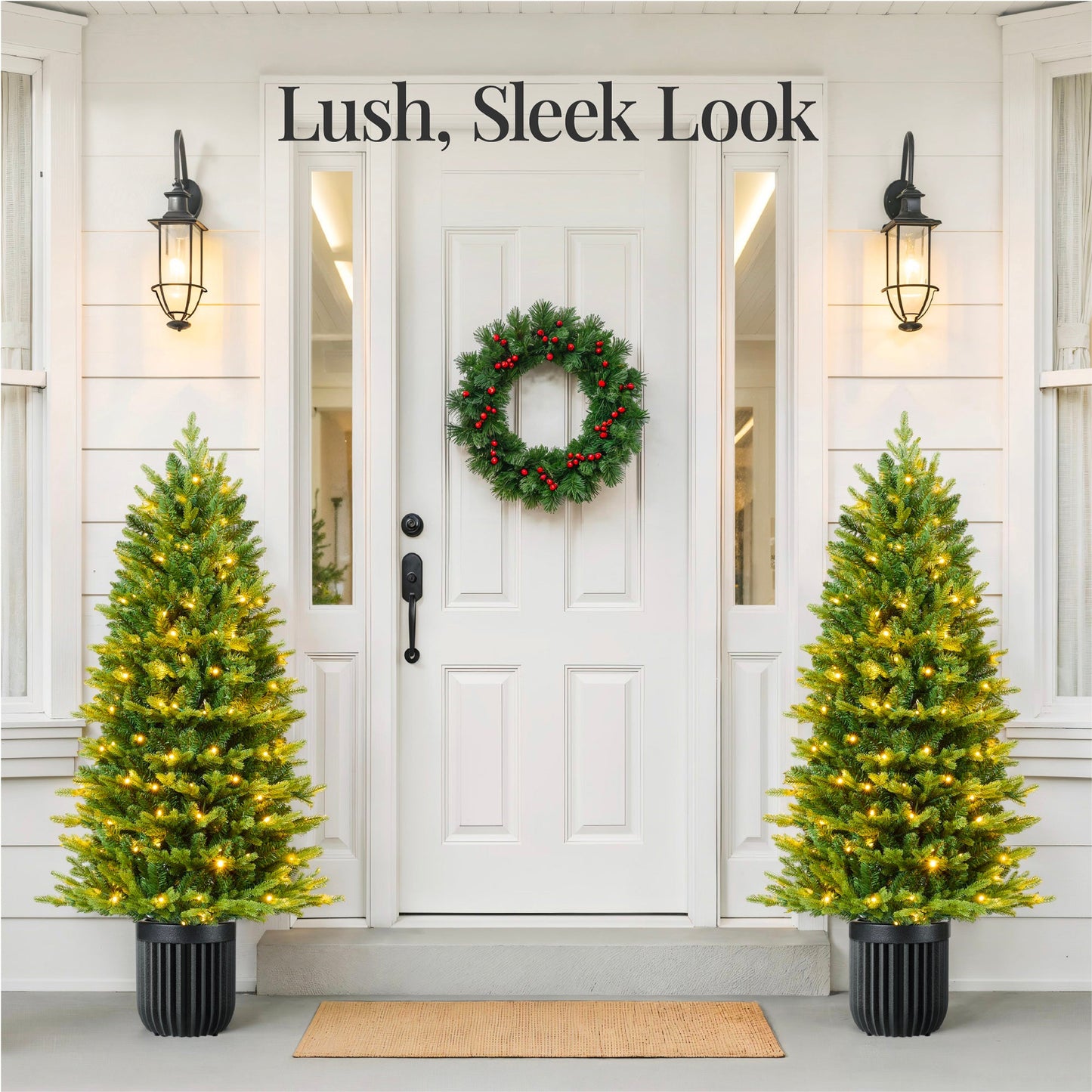 Pre-Lit Potted Christmas Tree w/Twinkling White & Multi LEDs