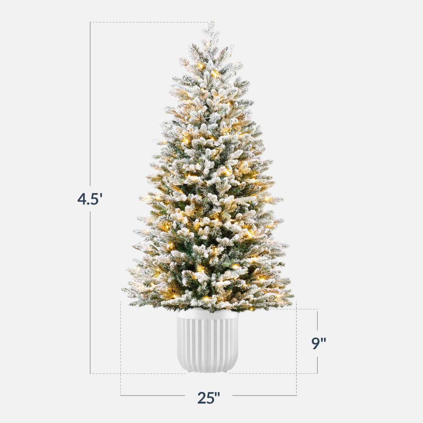 Pre-Lit Potted Flocked Christmas Tree w/Twinkling White & Multi LEDs