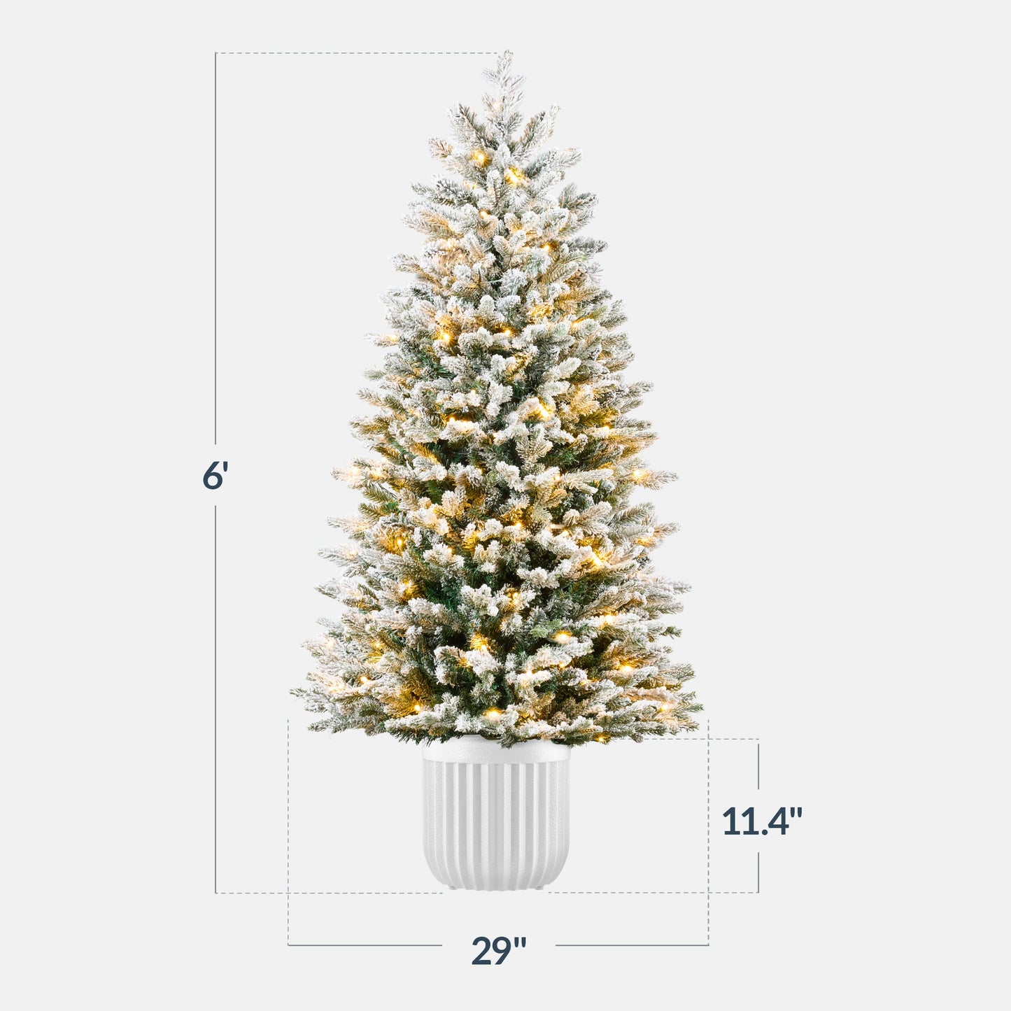 Pre-Lit Potted Flocked Christmas Tree w/Twinkling White & Multi LEDs