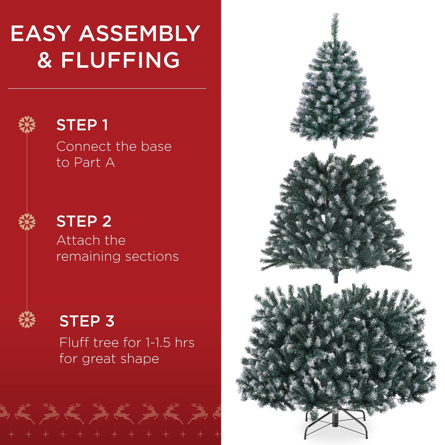 Pre-Lit Frosted Artificial Blue Spruce Christmas Tree, w/Easy Assembly