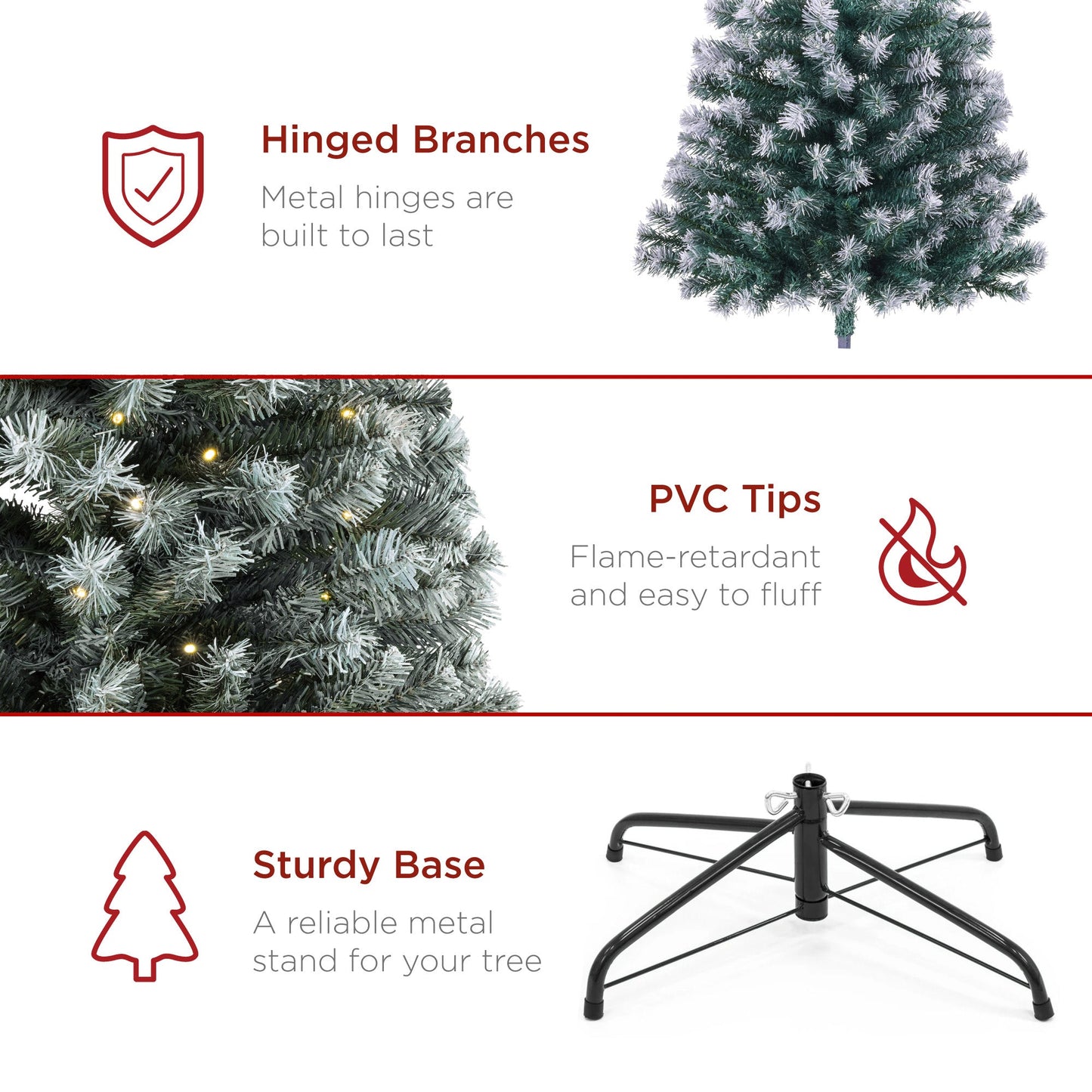 Pre-Lit Frosted Artificial Blue Spruce Christmas Tree, w/Easy Assembly