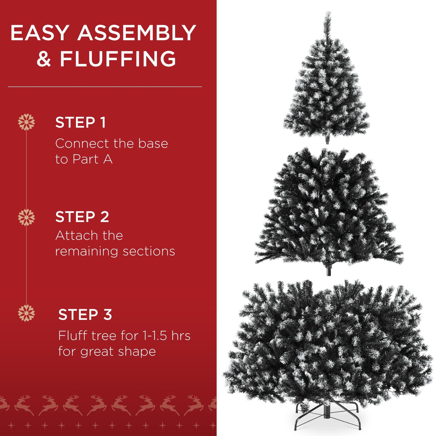 Pre-Lit Frosted Artificial Black Spruce Christmas Tree, w/Easy Assembly