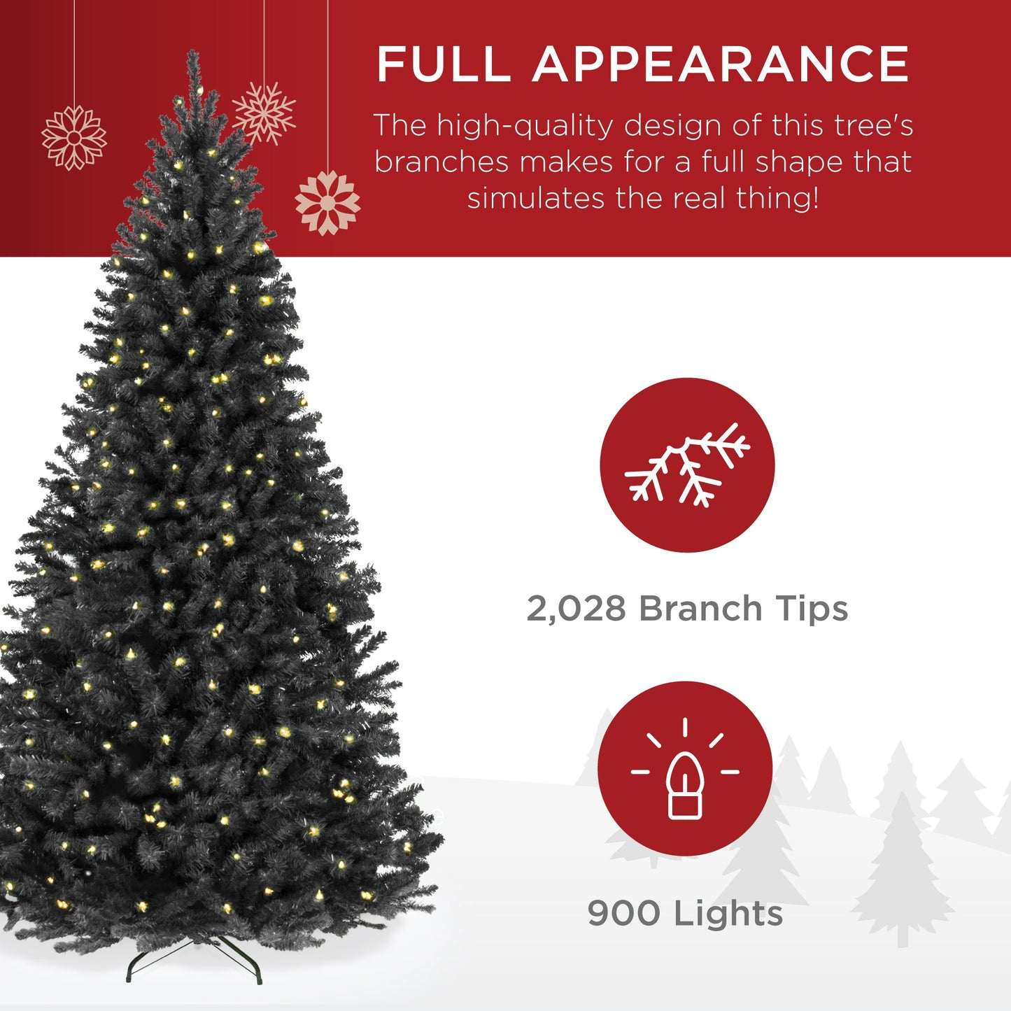 Pre-Lit Artificial Black Spruce Christmas Tree, w/Easy Assembly