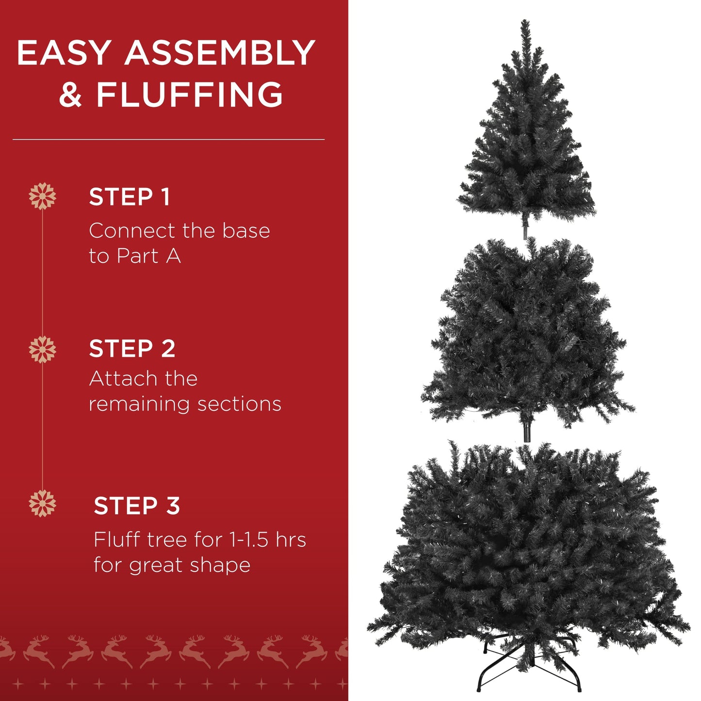 Pre-Lit Artificial Black Spruce Christmas Tree, w/Easy Assembly