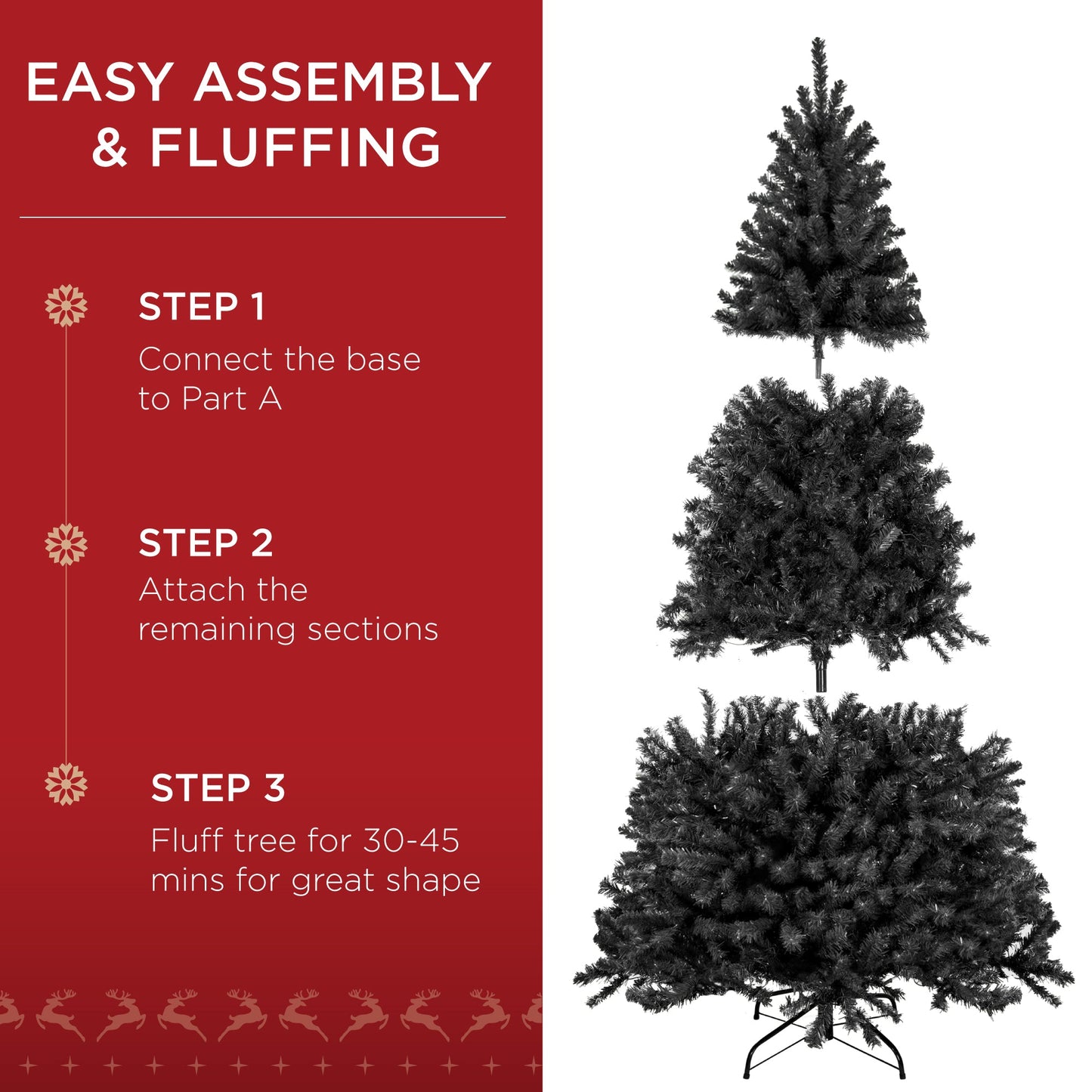 Unlit Artificial Black Spruce Christmas Tree, w/Easy Assembly