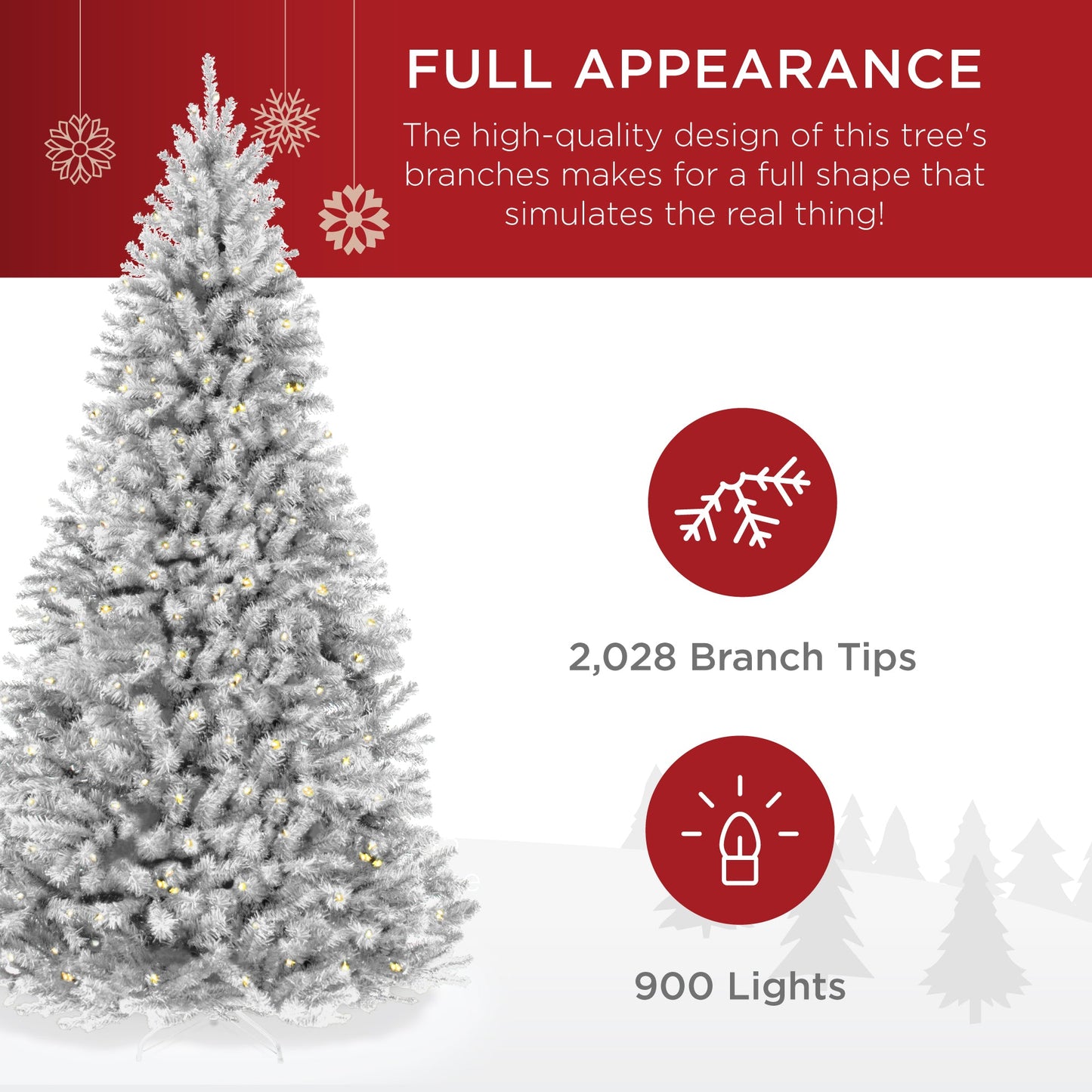 Pre-Lit Artificial White Spruce Christmas Tree, w/Easy Assembly