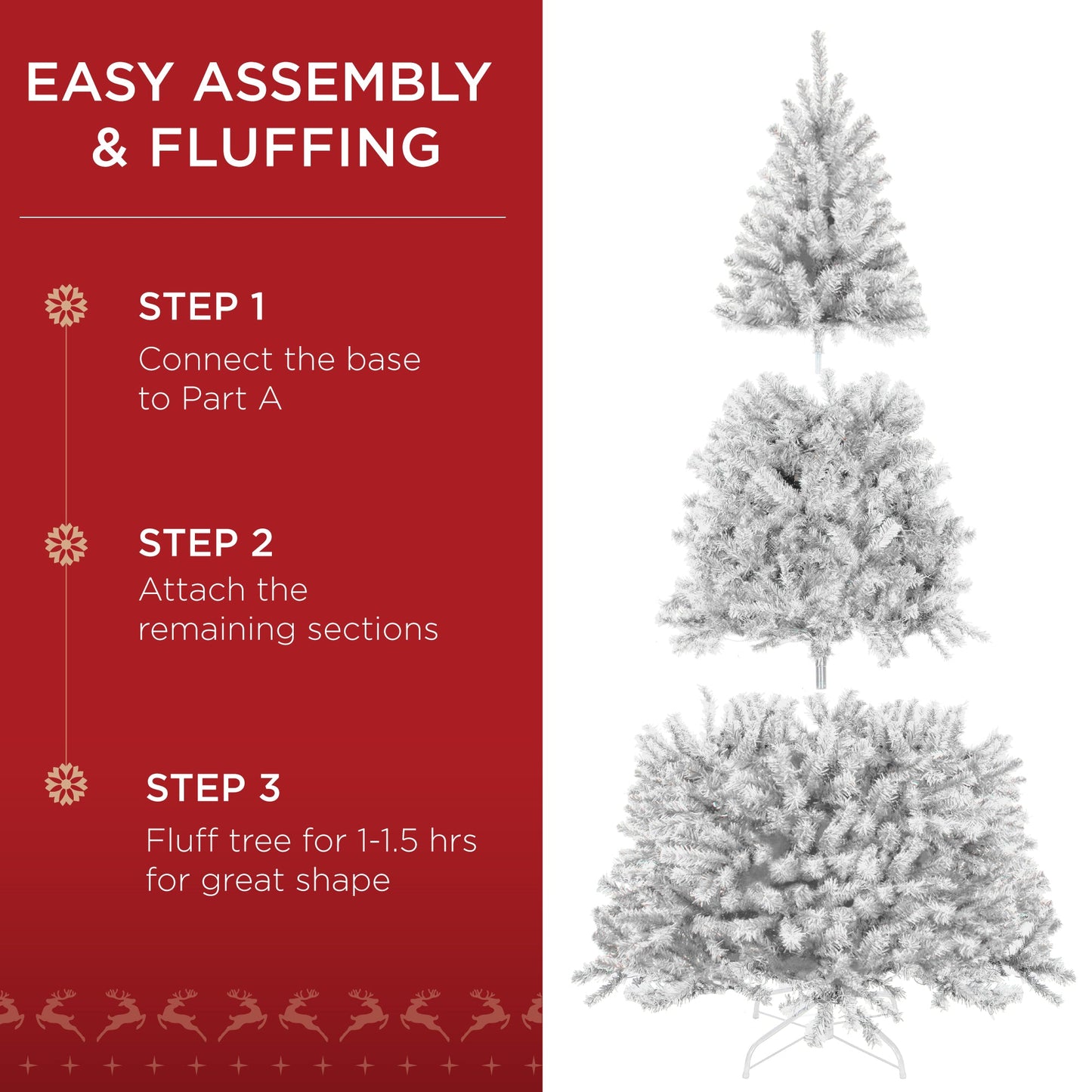 Pre-Lit Artificial White Spruce Christmas Tree, w/Easy Assembly