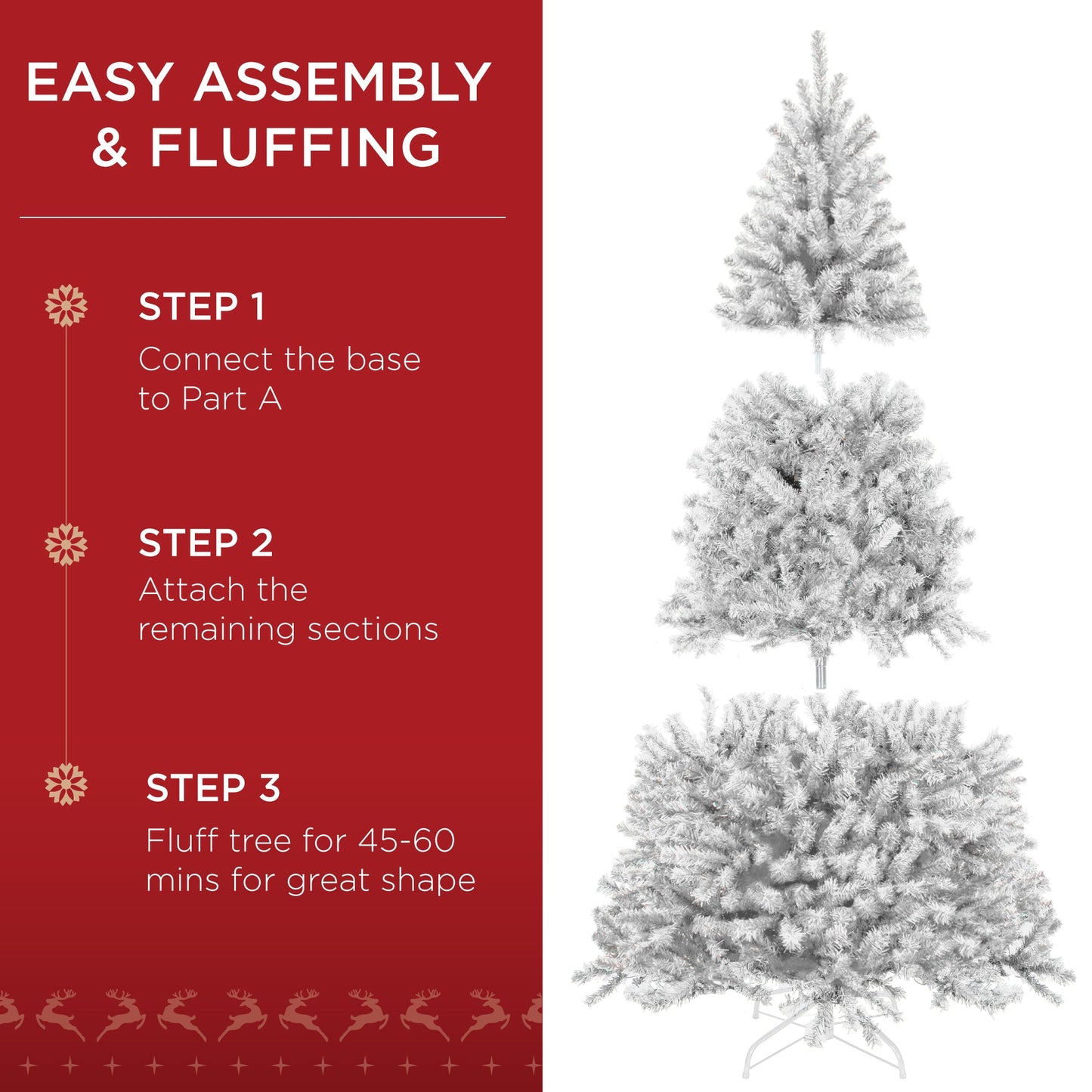 Pre-Lit Artificial White Spruce Christmas Tree, w/Easy Assembly