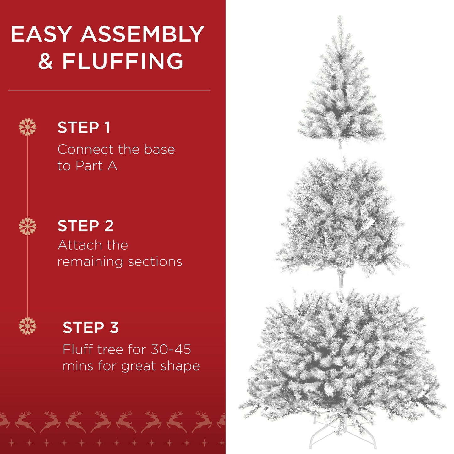 Unlit Artificial White Spruce Christmas Tree, w/Easy Assembly