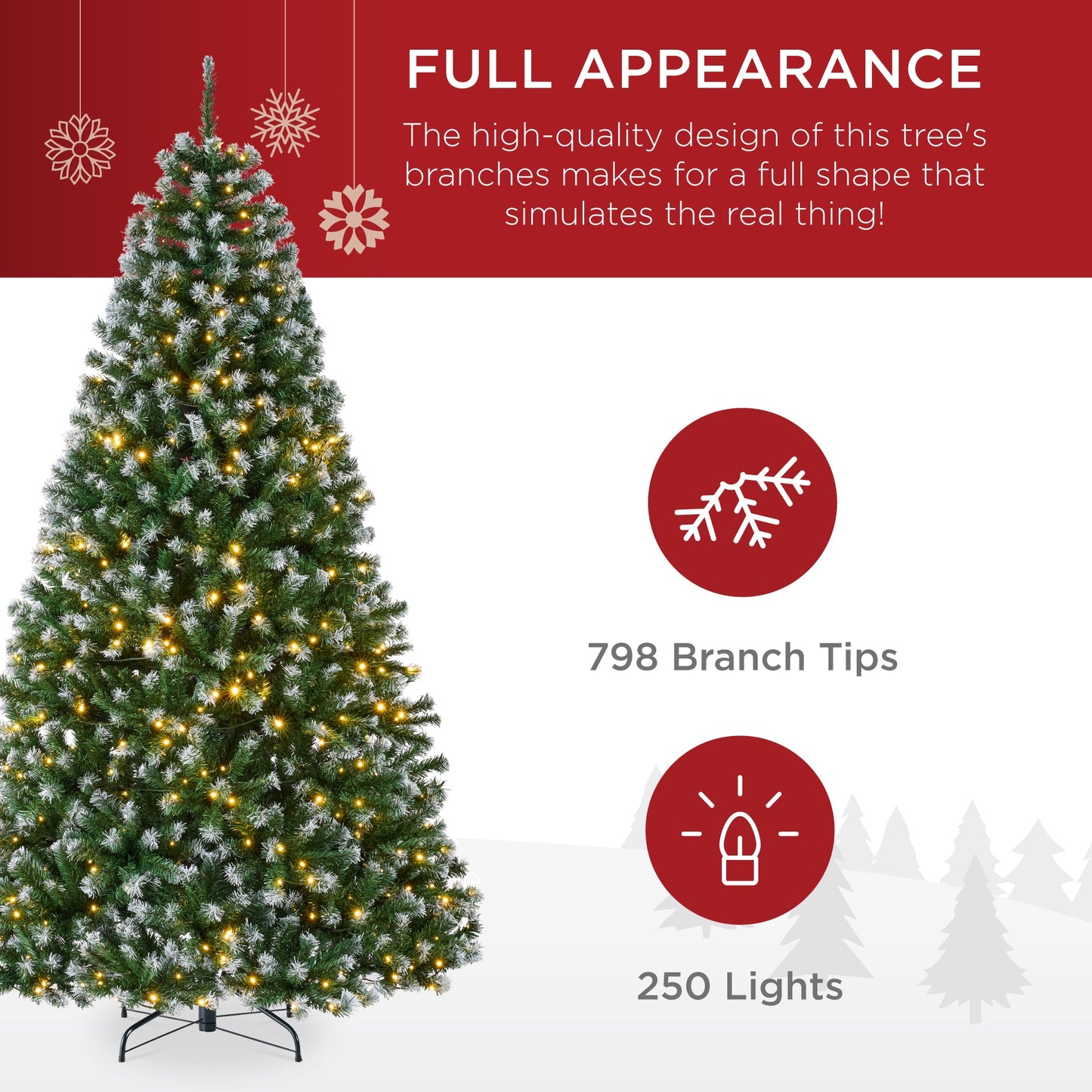Pre-Lit Frosted Artificial Green Spruce Christmas Tree, w/Easy Assembly