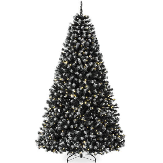 Pre-Lit Frosted Artificial Black Spruce Christmas Tree, w/Easy Assembly
