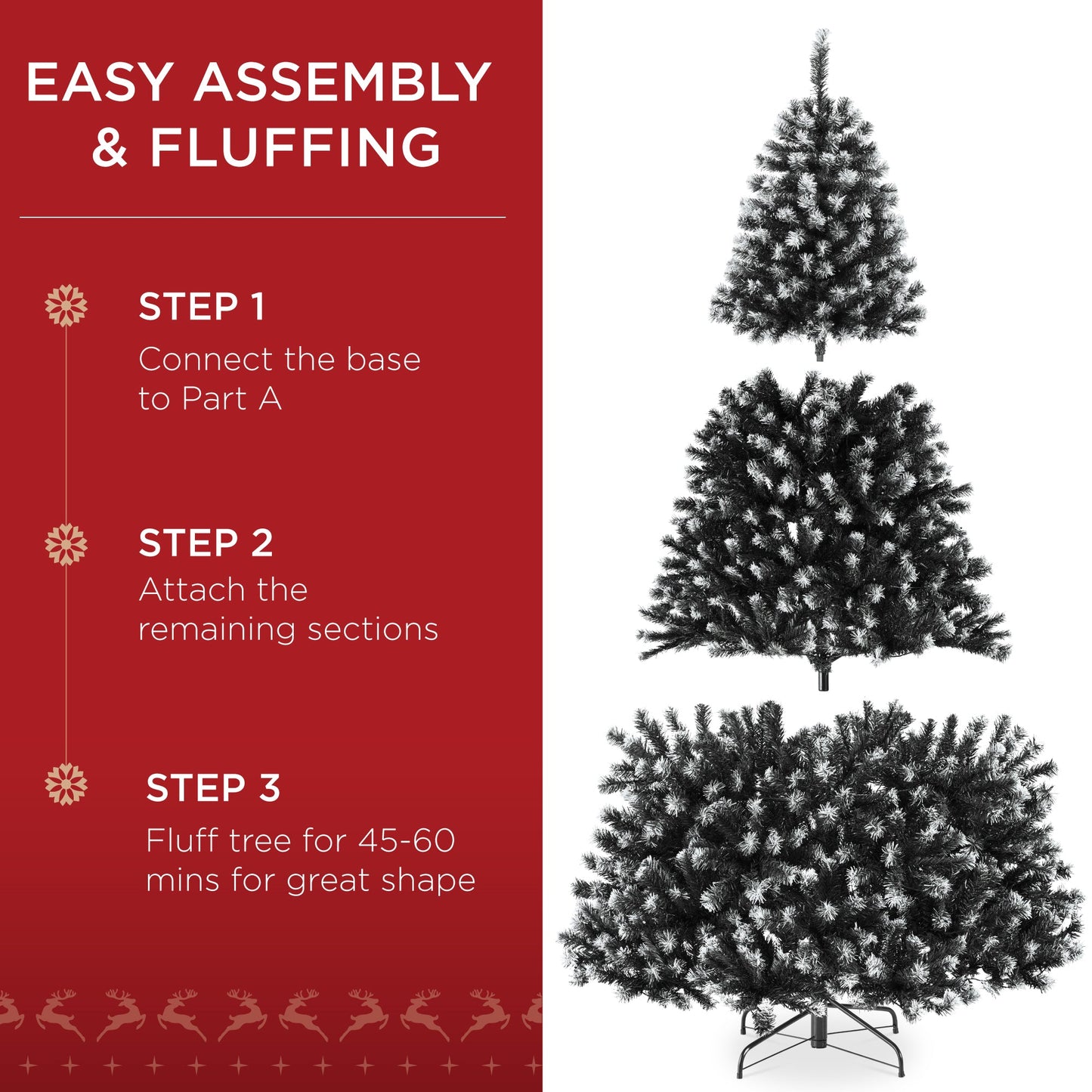 Pre-Lit Frosted Artificial Black Spruce Christmas Tree, w/Easy Assembly
