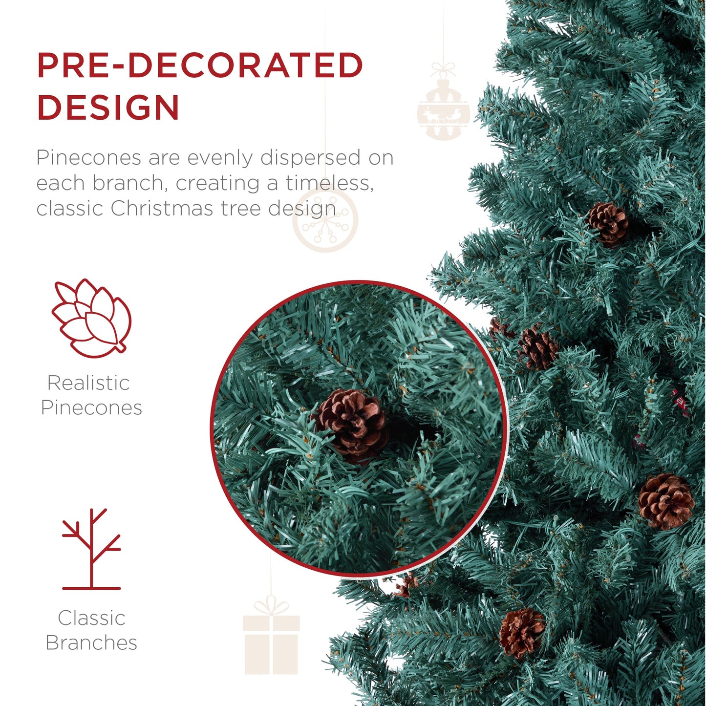 Pre-Decorated Christmas Tree w/ Pinecones