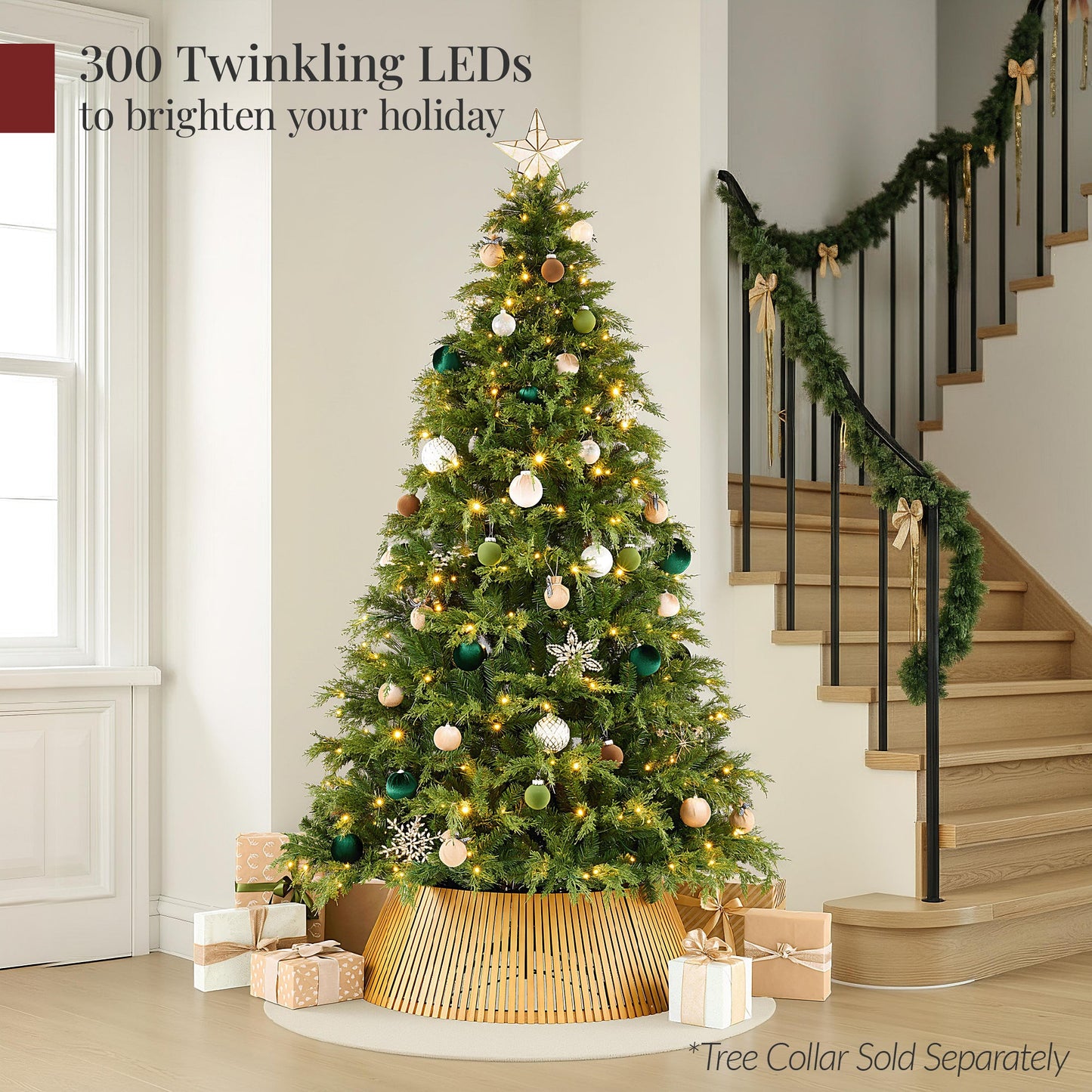 Pre-Lit Cedar Cypress Christmas Tree w/ Twinkling Lights