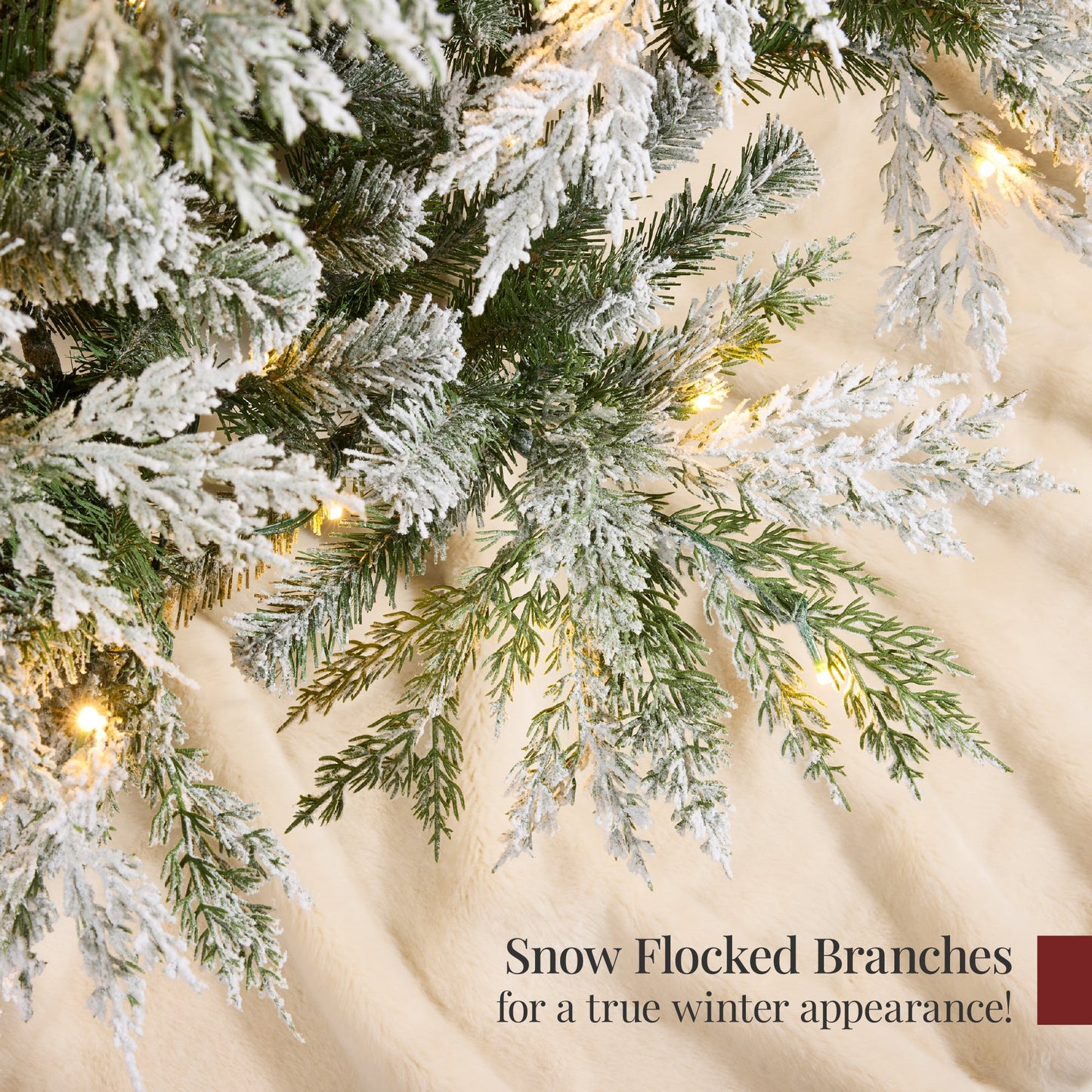 Pre-Lit Flocked Cedar Cypress Christmas Tree w/ Twinkling Lights