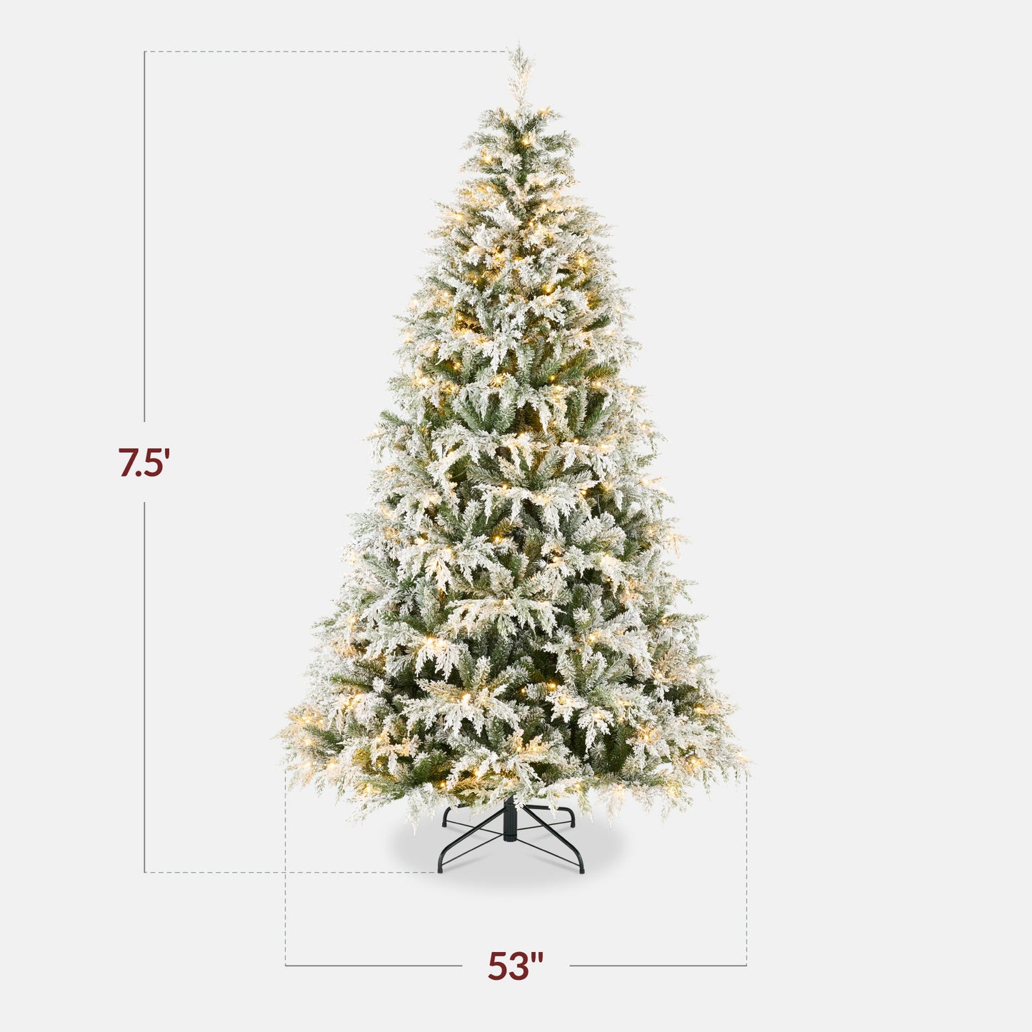 Pre-Lit Flocked Cedar Cypress Christmas Tree w/ Twinkling Lights