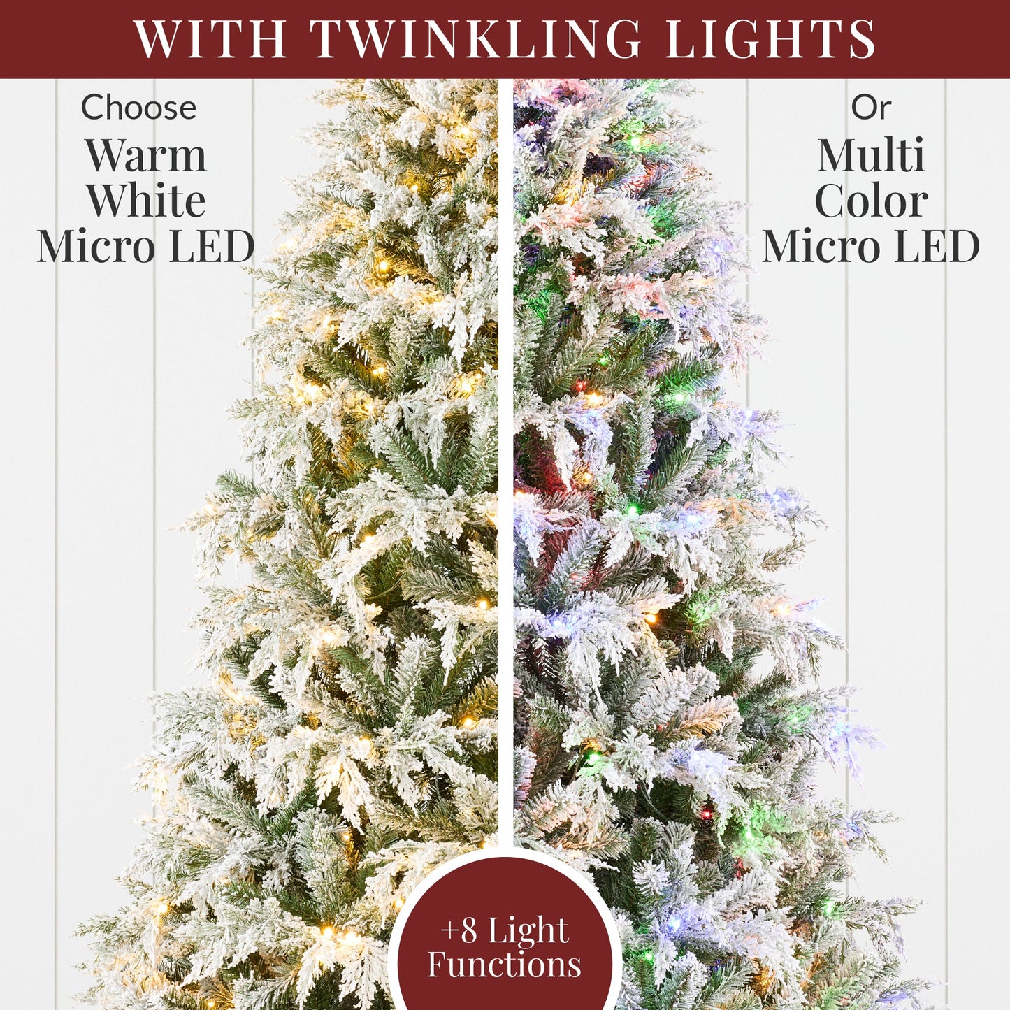 Pre-Lit Flocked Cedar Cypress Christmas Tree w/ Twinkling Lights