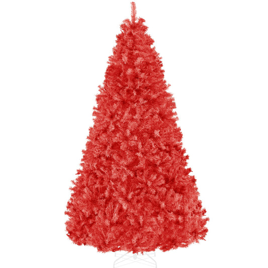Artificial Red Christmas Tree, Unlit Pine Design w/Easy Assembly