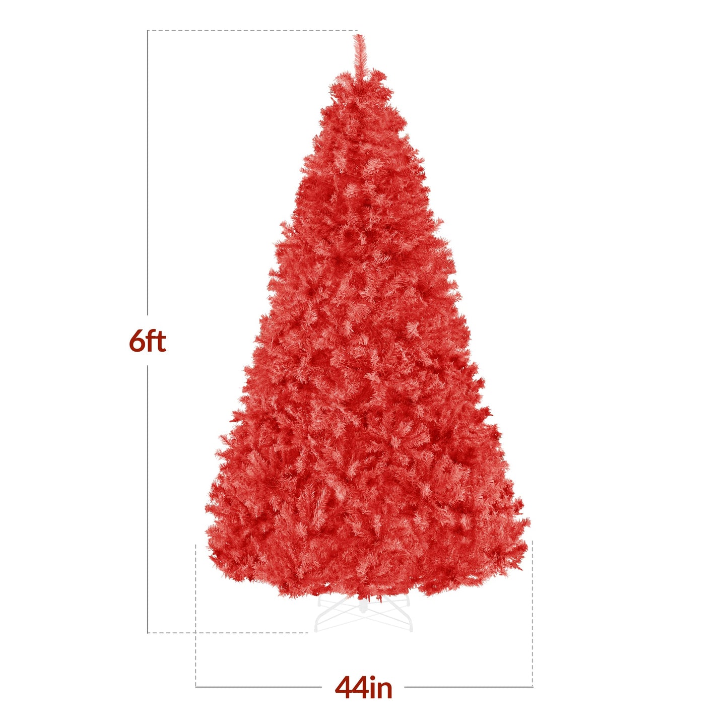 Artificial Red Christmas Tree, Unlit Pine Design w/Easy Assembly