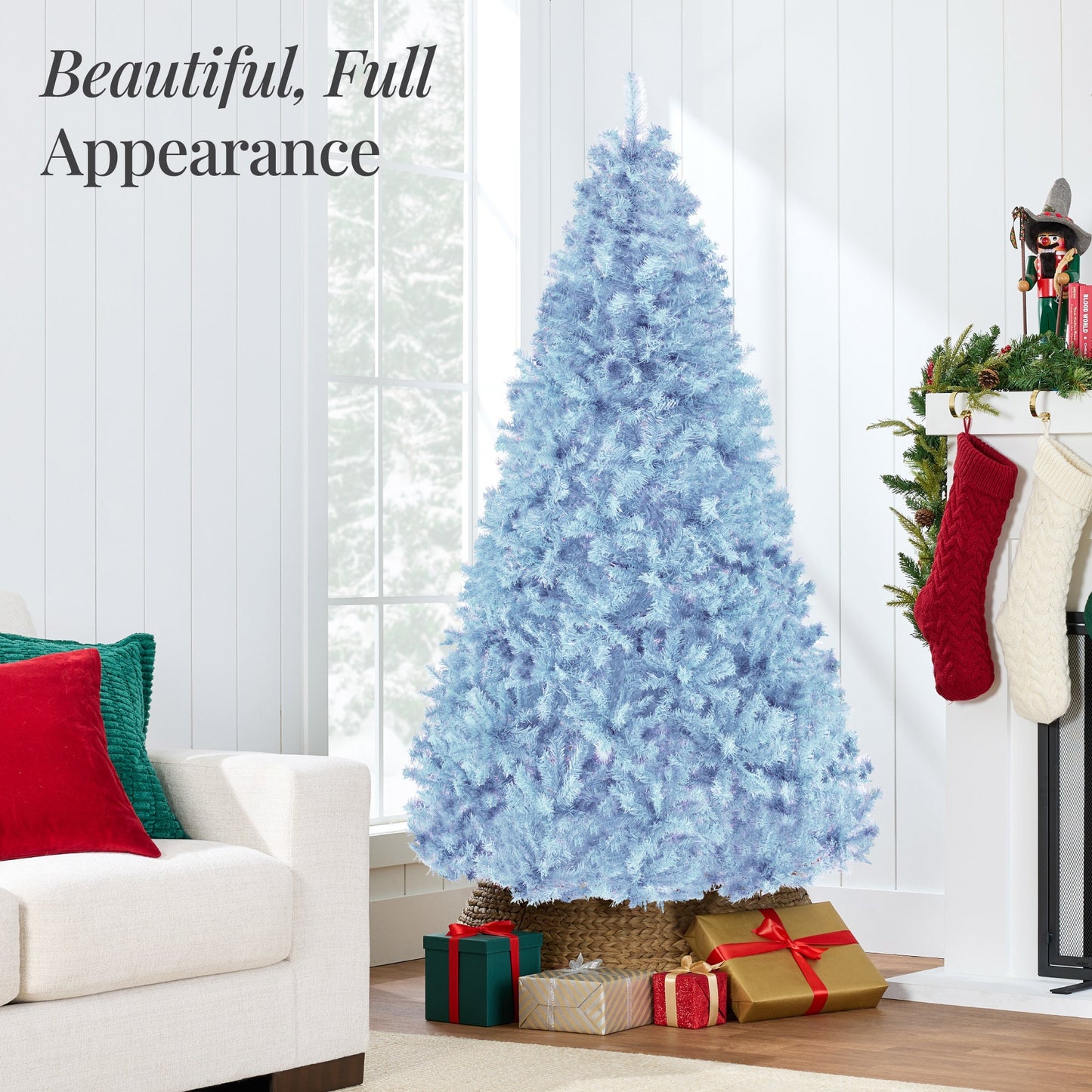 Artificial Baby Blue Christmas Tree, Unlit Pine Design w/Easy Assembly